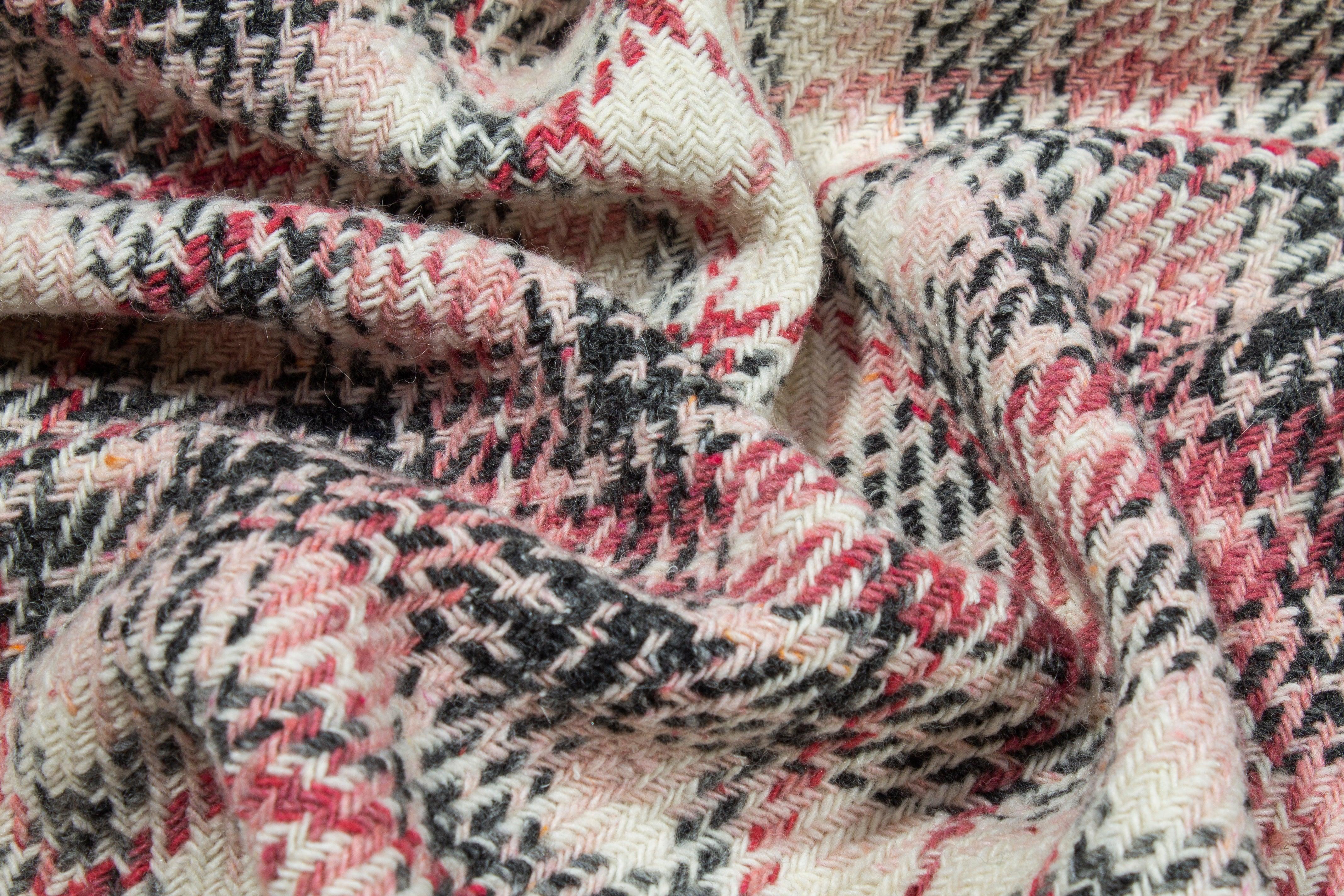 Pink Tone Checked Wool Tweed - Prime Fabrics