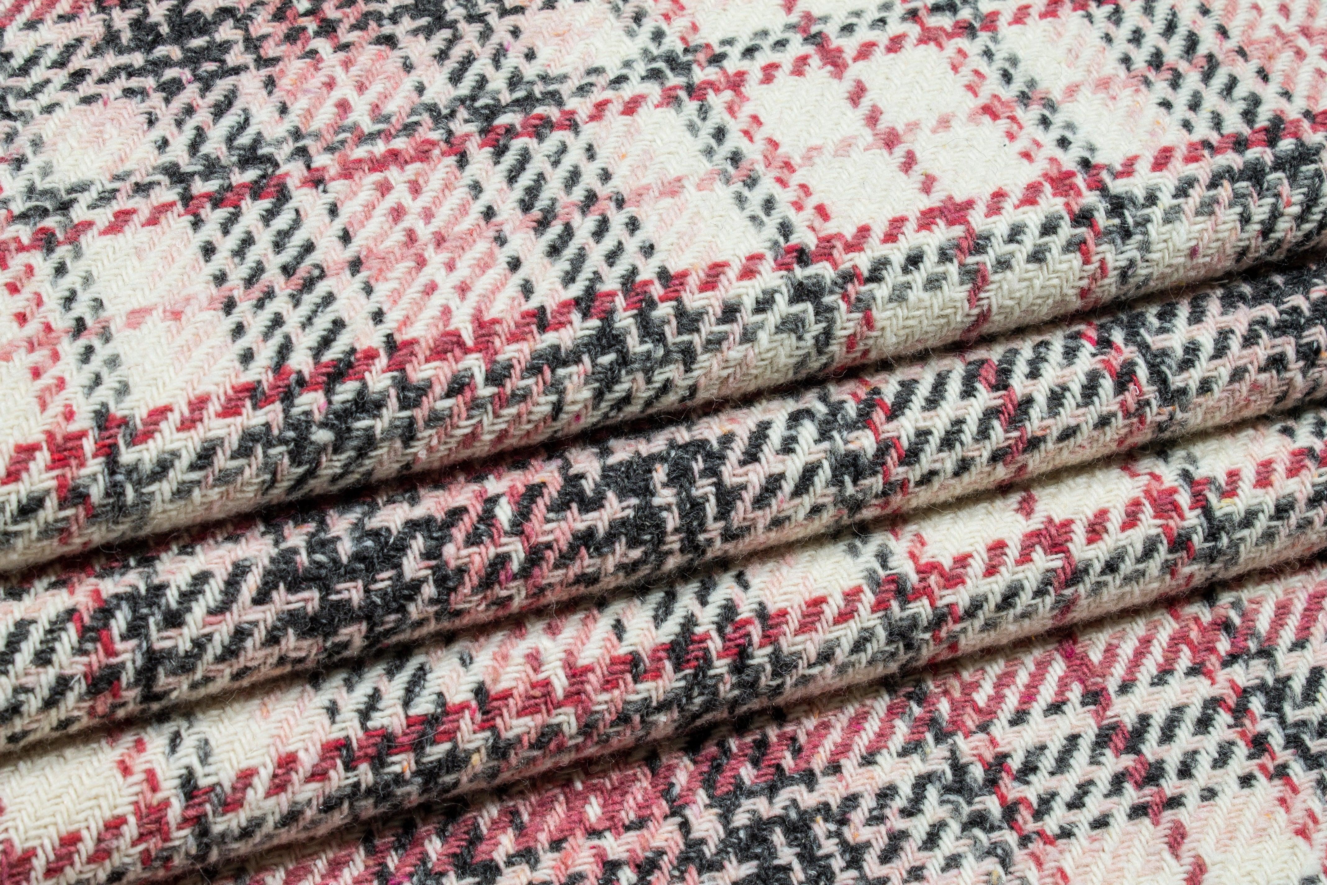 Pink Tone Checked Wool Tweed - Prime Fabrics