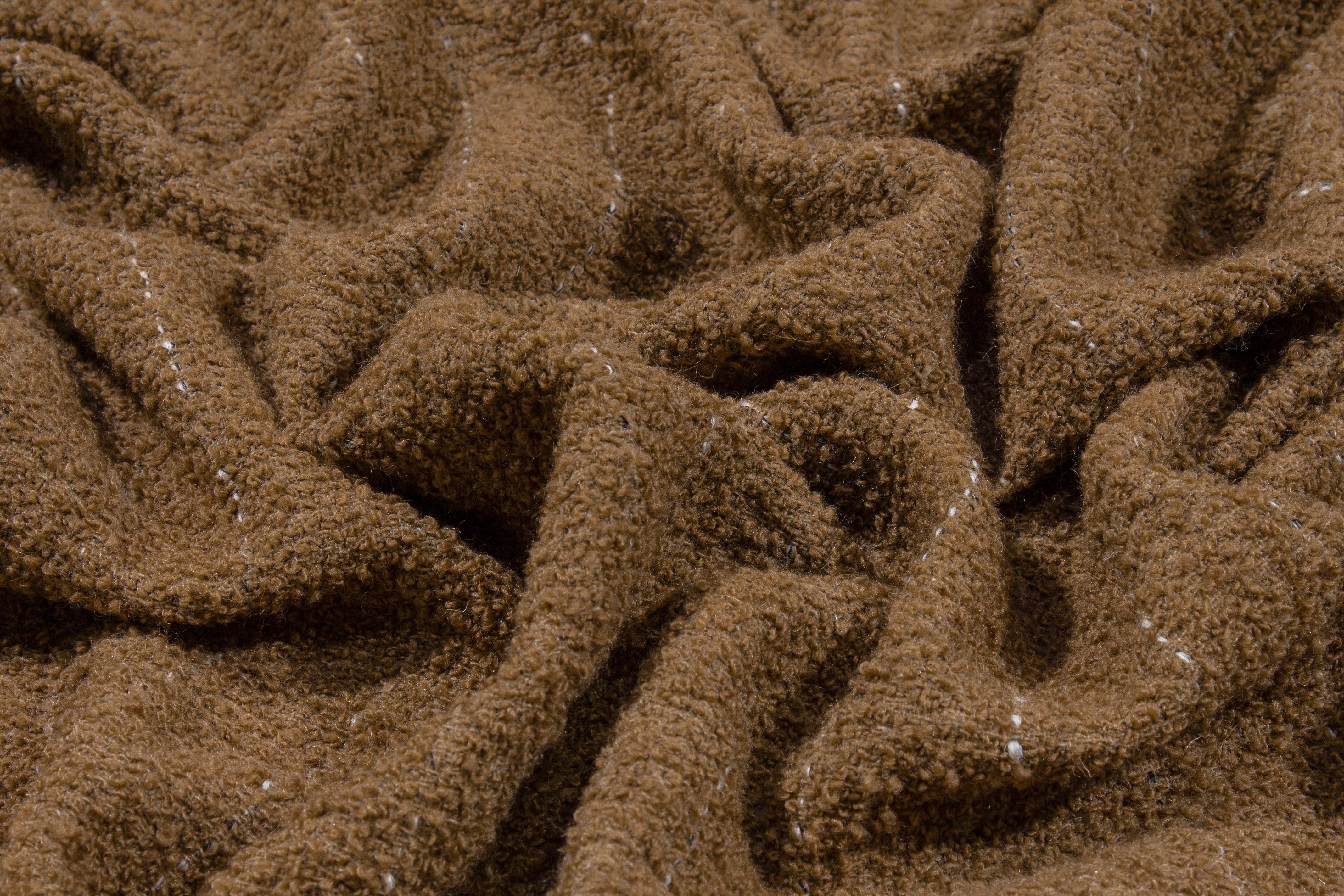 Brown Striped Wool Boucle - Prime Fabrics