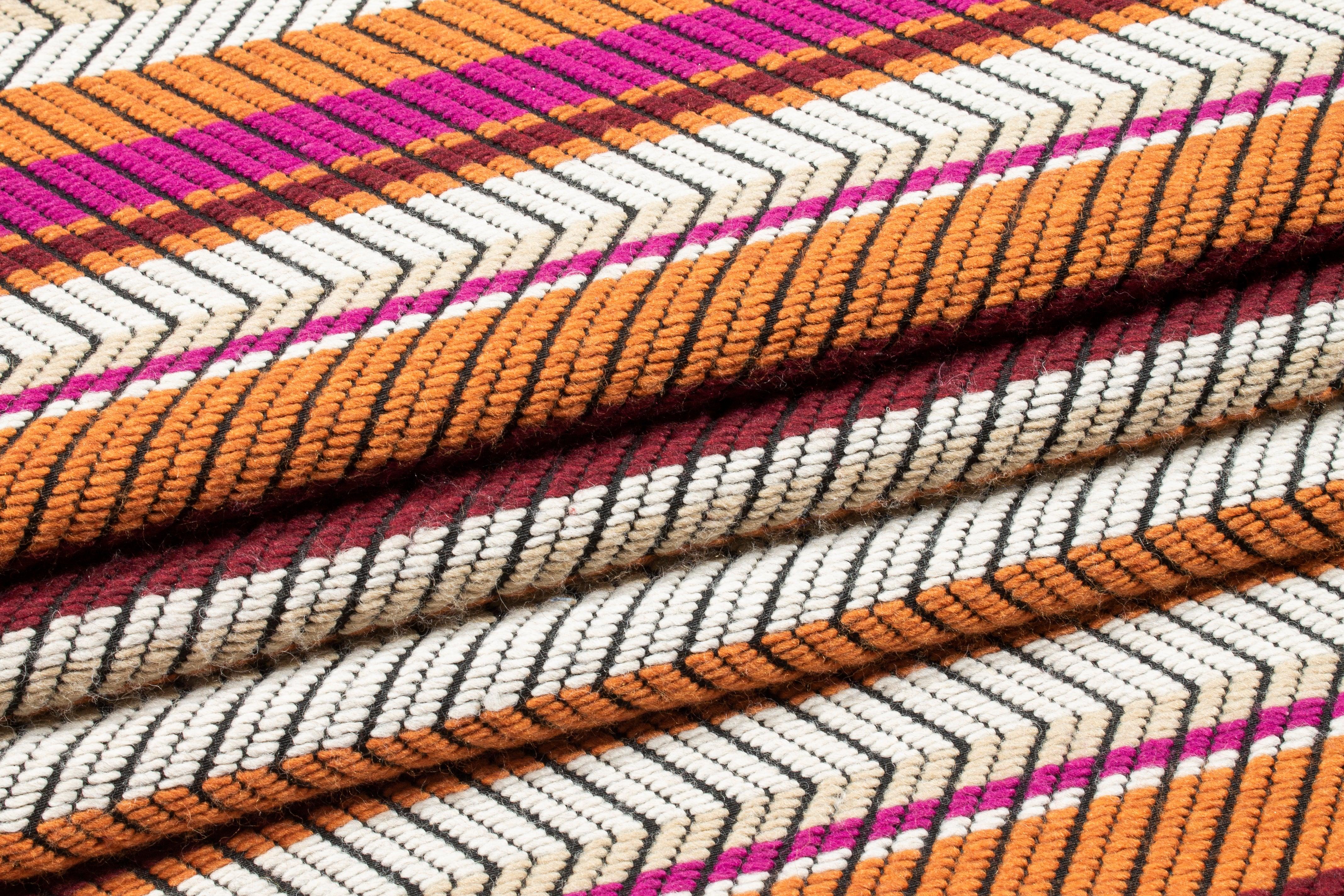 Multicolor Chevron Wool Blend Brocade - Prime Fabrics