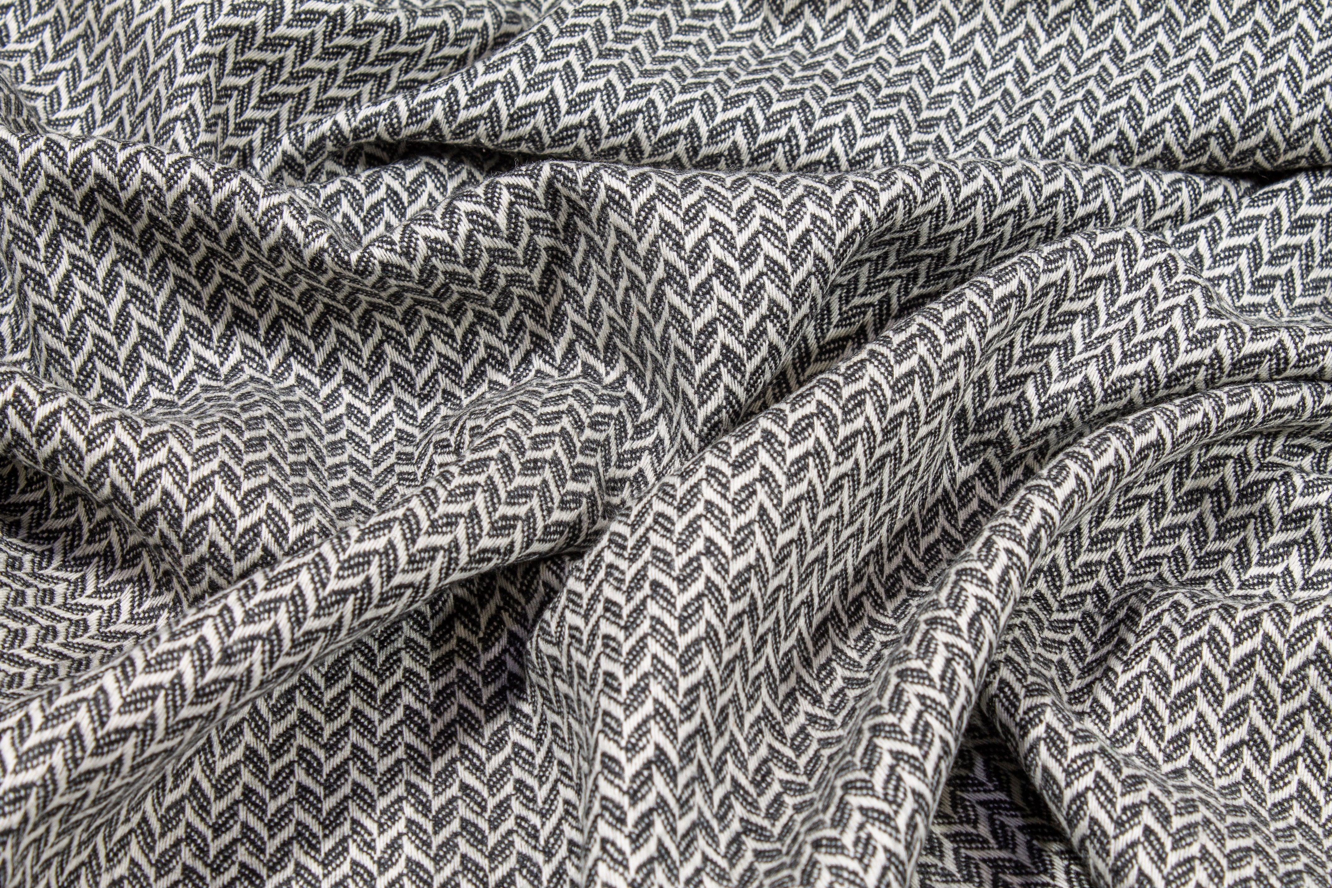 Gray and White Herringbone Italian Wool Cashmere - Prime Fabrics