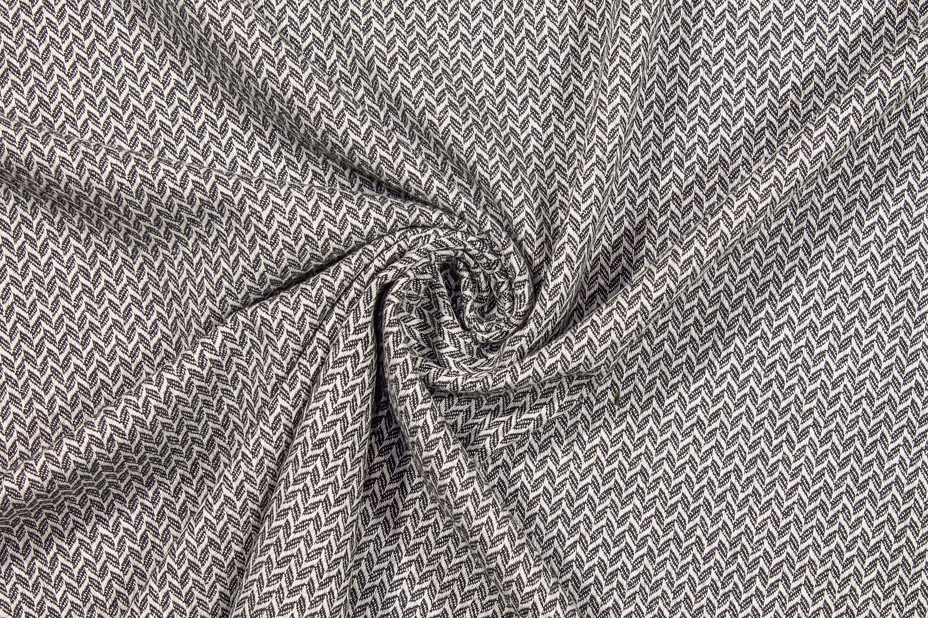 Gray and White Herringbone Italian Wool Cashmere - Prime Fabrics