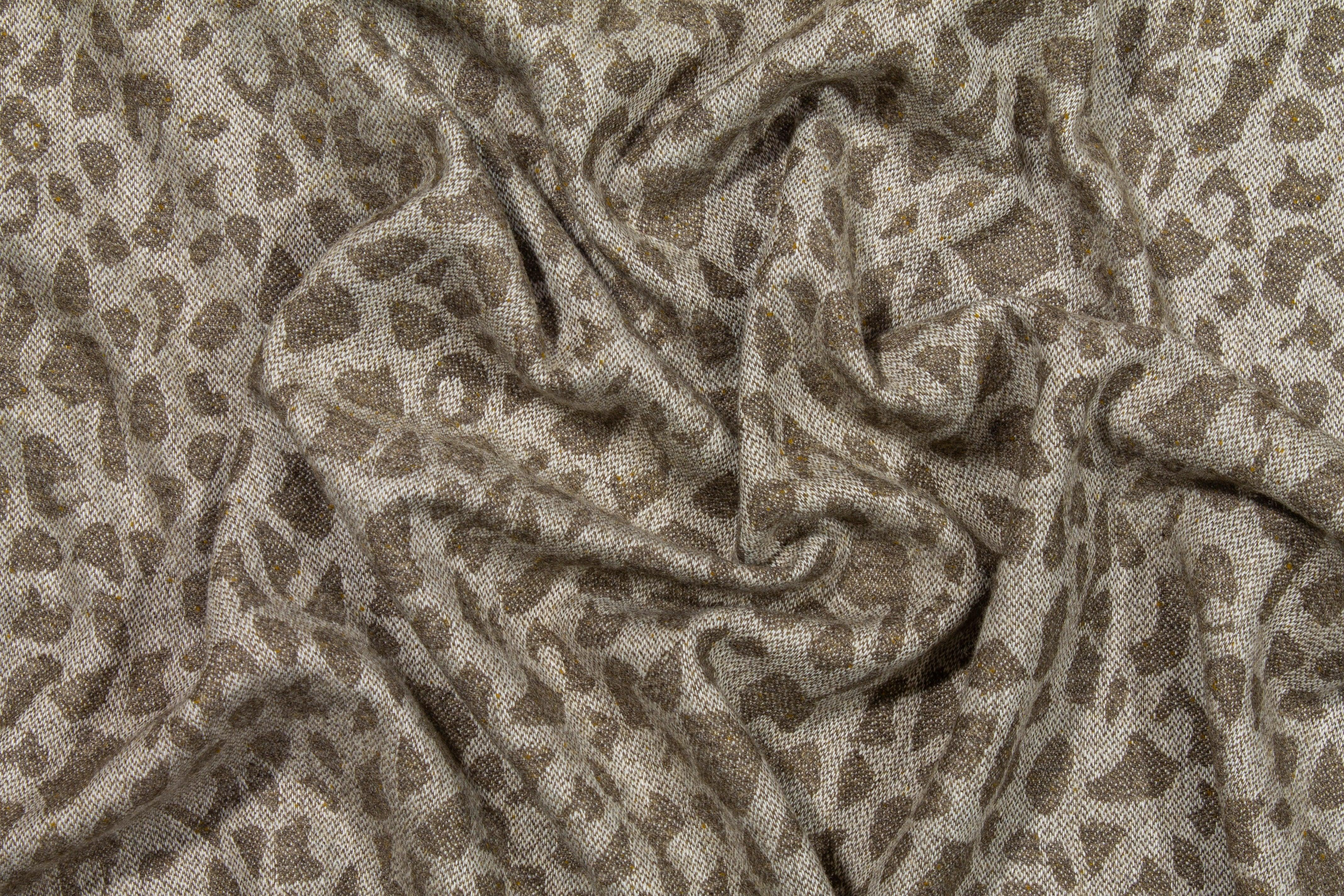 Taupe Cheetah Print Italian Wool - Prime Fabrics
