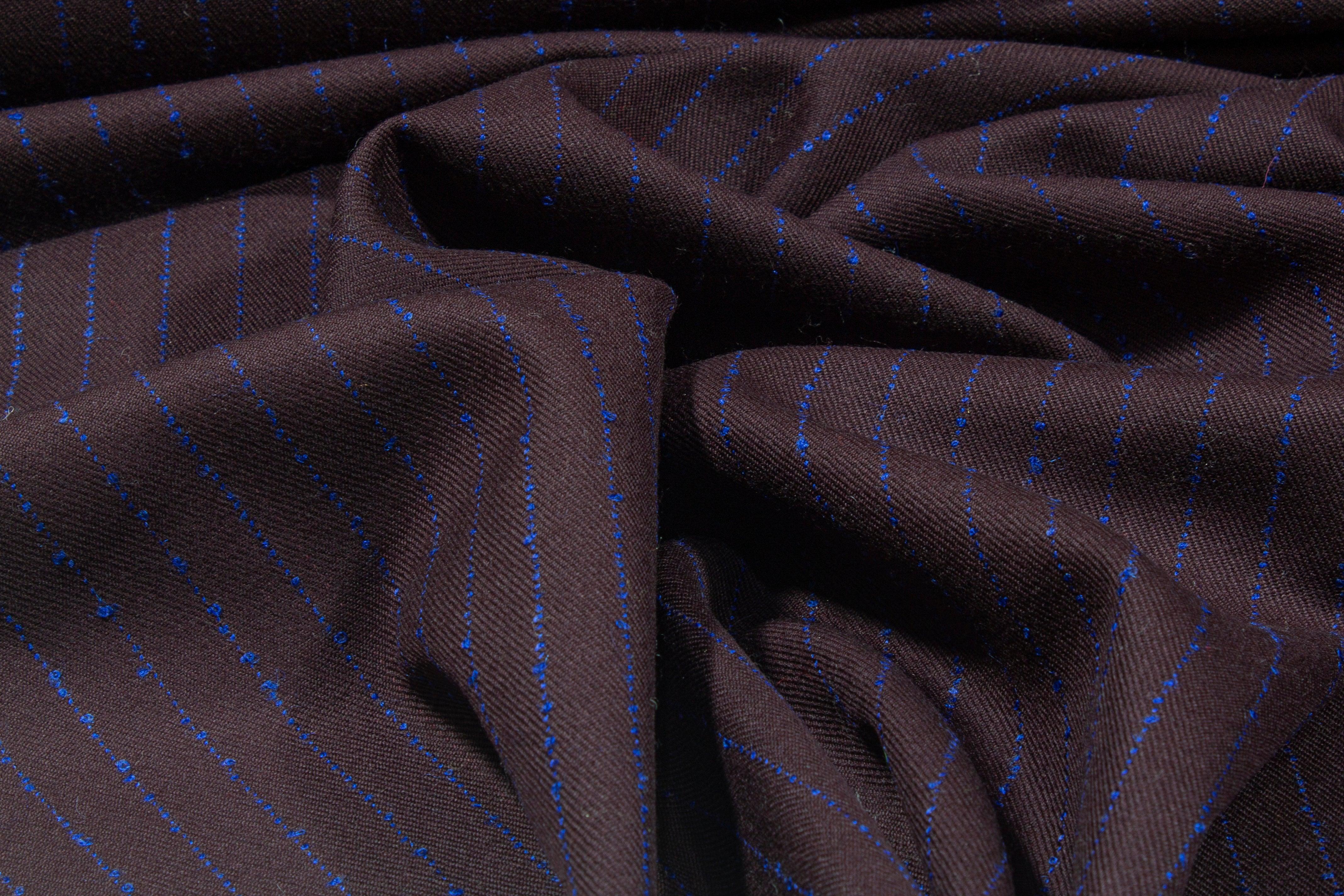 Purple and Blue Striped Italian Wool - Prime Fabrics