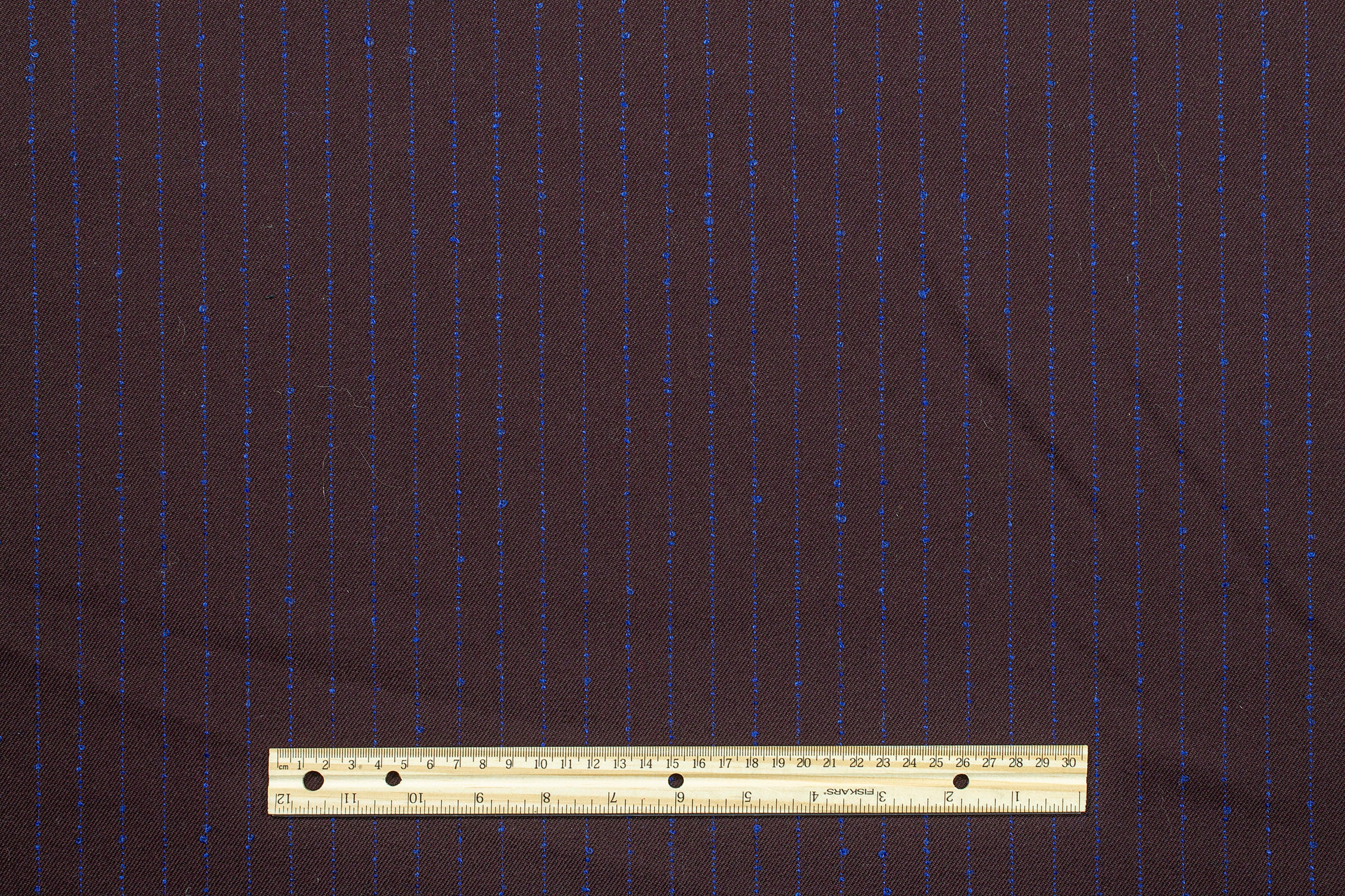 Purple and Blue Striped Italian Wool - Prime Fabrics