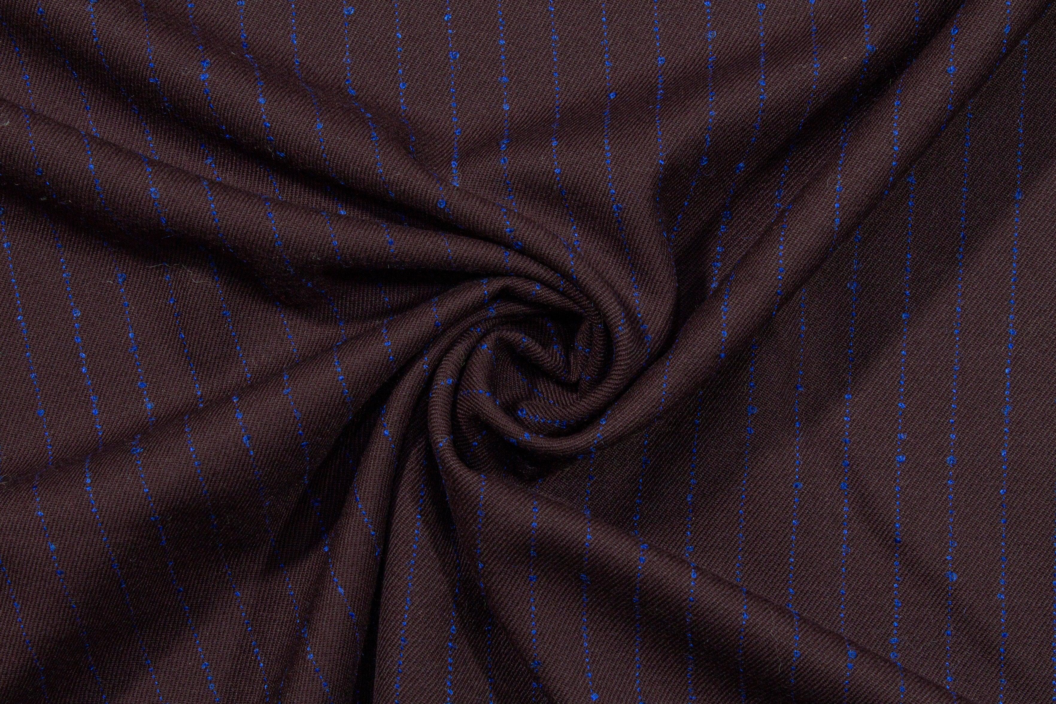 Purple and Blue Striped Italian Wool - Prime Fabrics