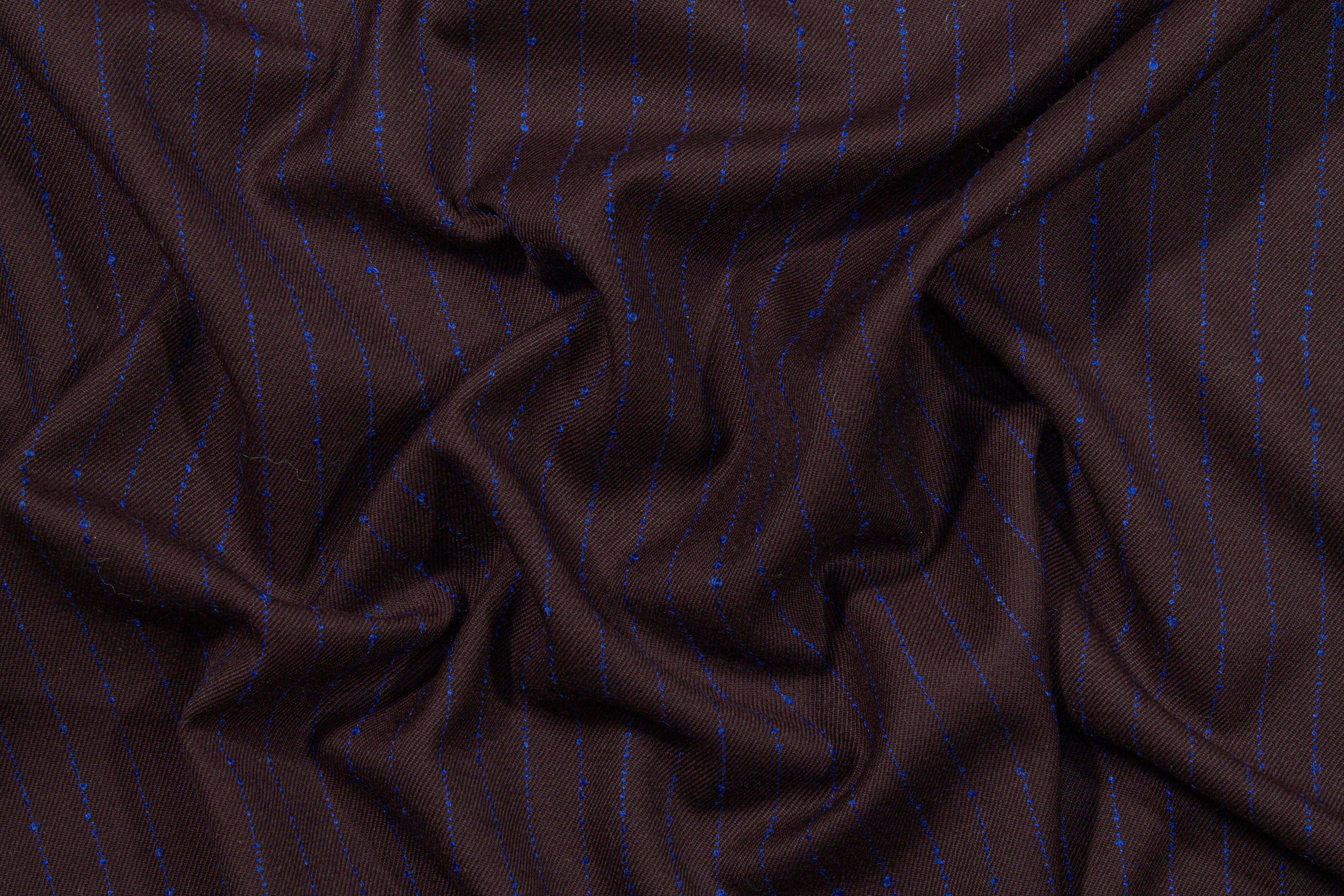 Purple and Blue Striped Italian Wool - Prime Fabrics