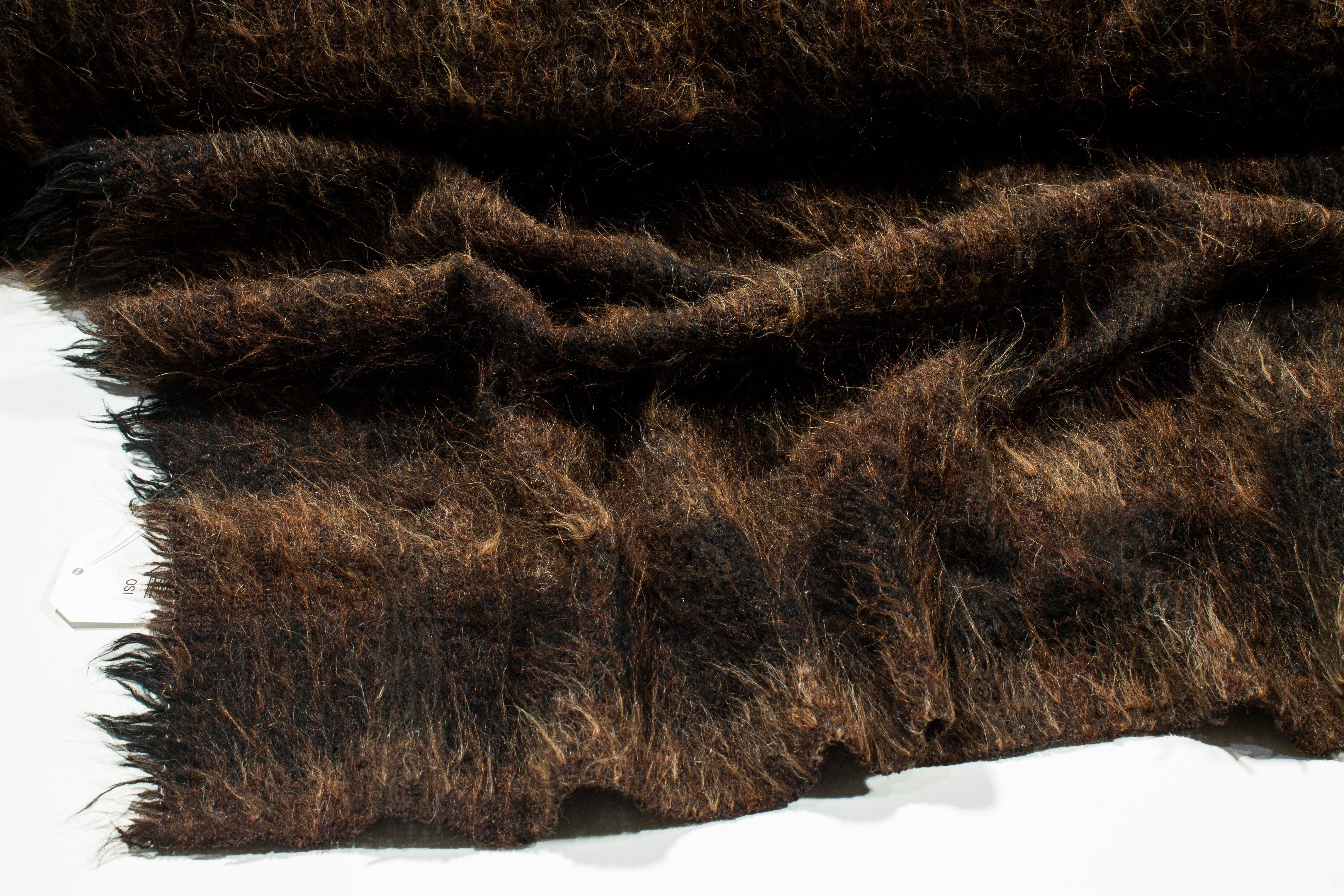 Brown Striped Long Hair Italian Wool - Prime Fabrics