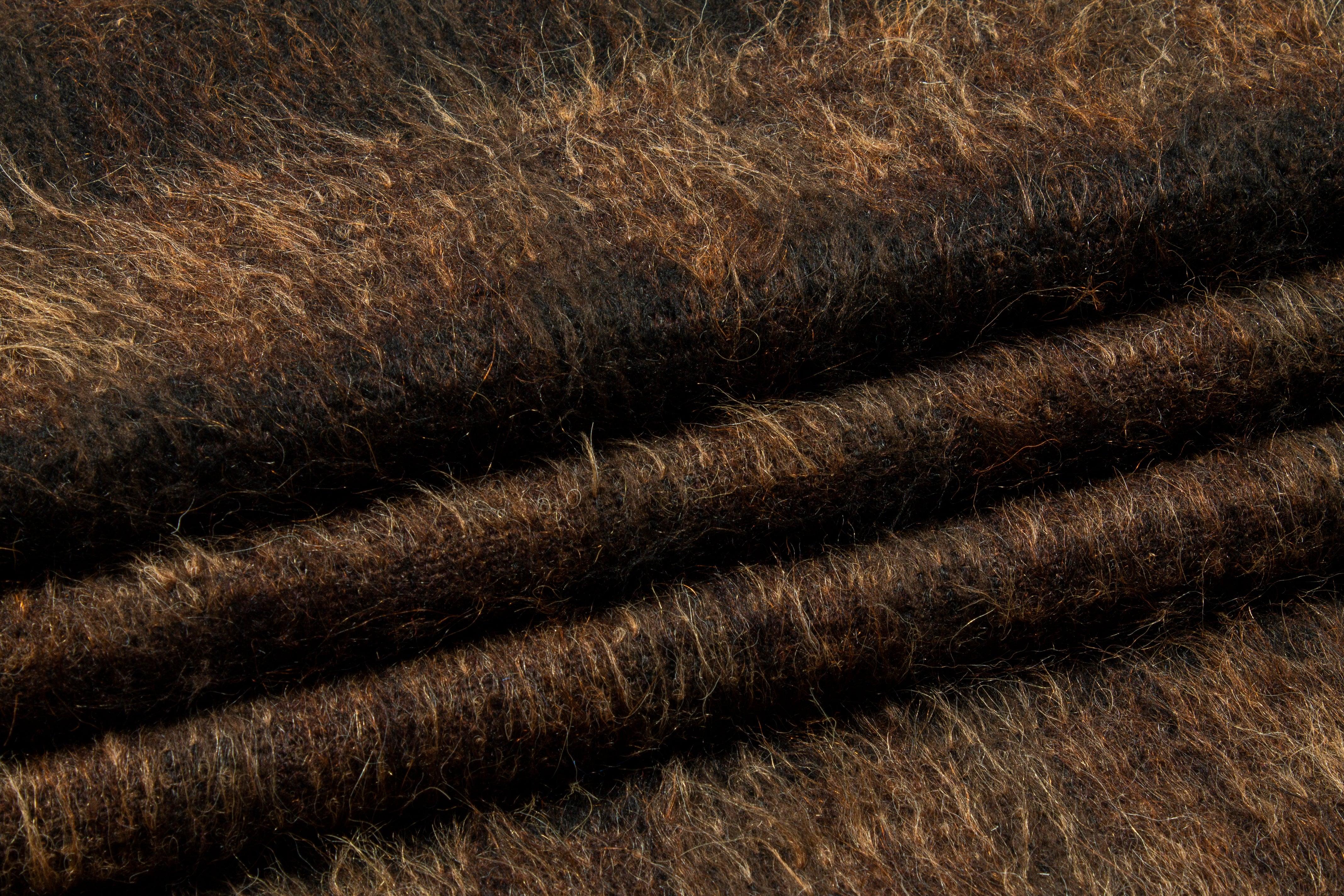 Brown Striped Long Hair Italian Wool - Prime Fabrics