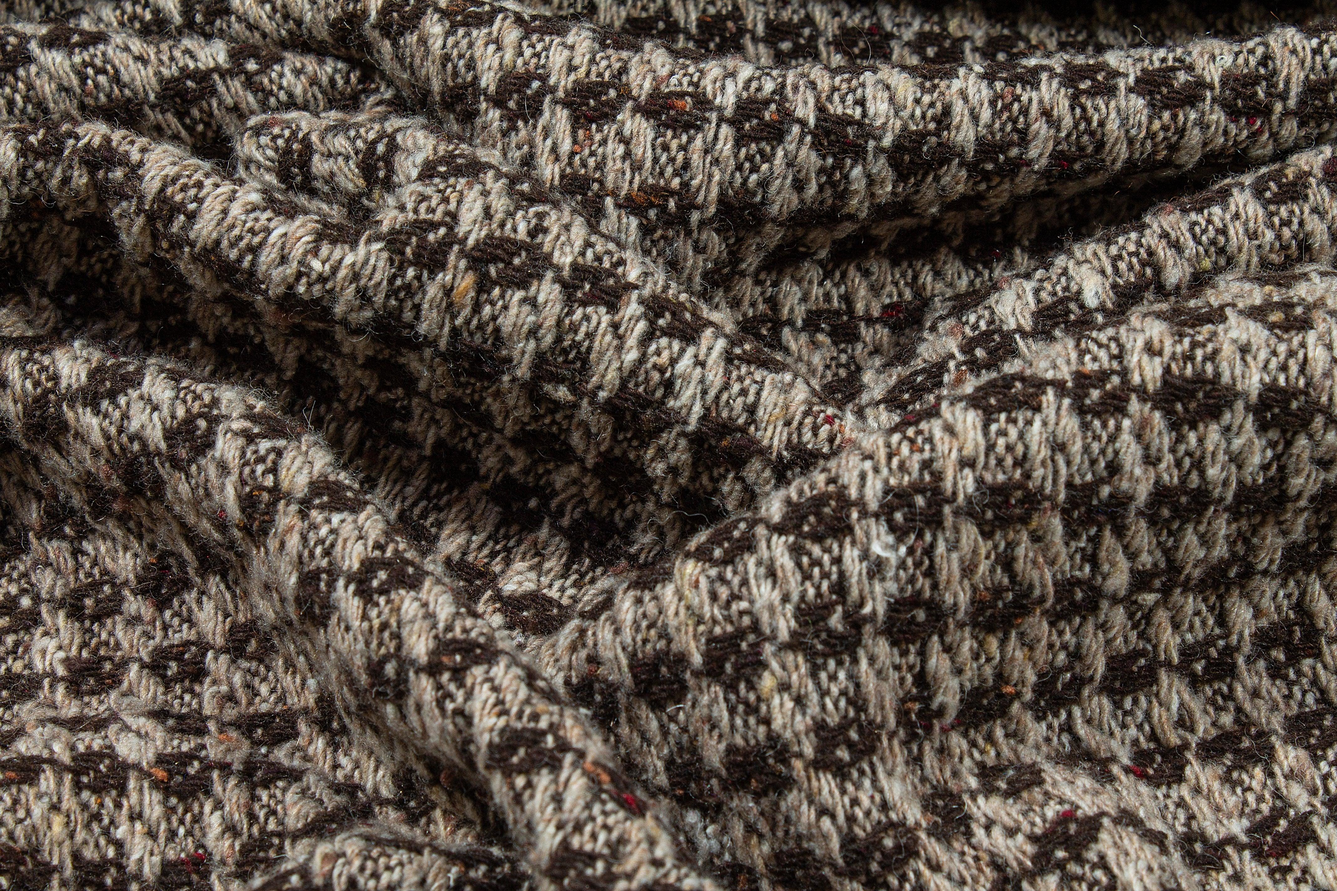 Brown Double Faced Wool Tweed Coating - Prime Fabrics