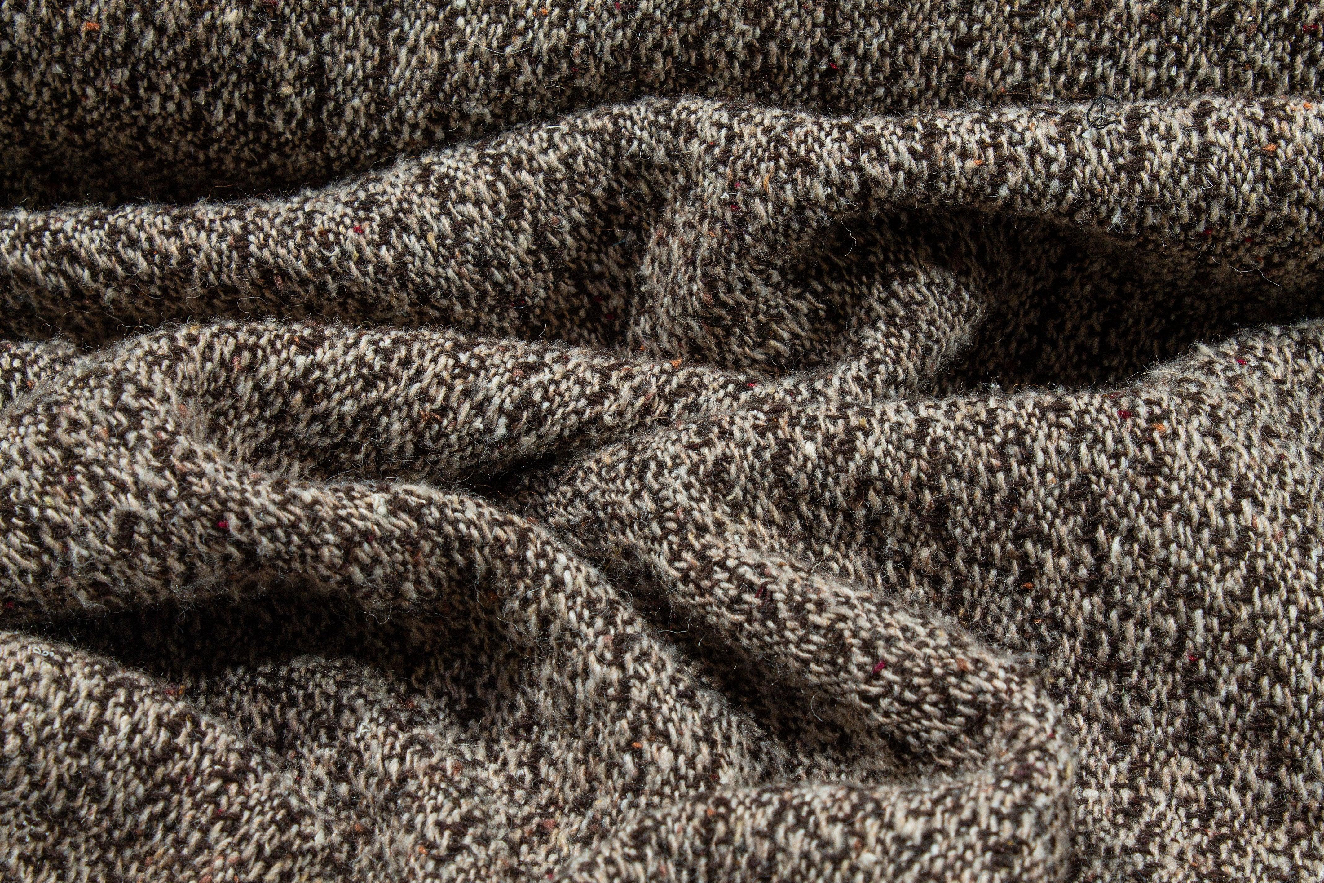 Brown Double Faced Wool Tweed Coating - Prime Fabrics
