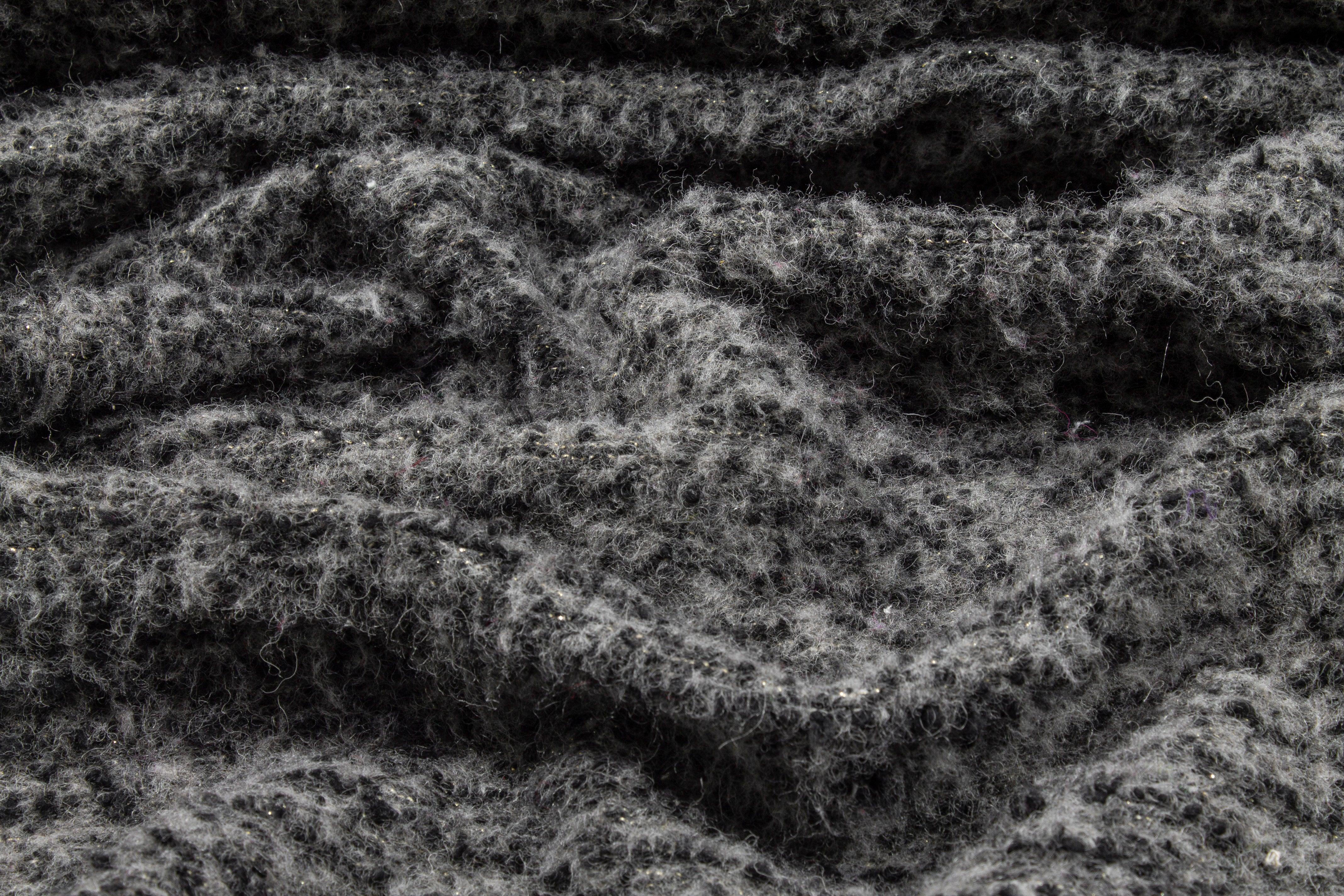 Gray and Black Boiled Wool Blend Boucle - Prime Fabrics