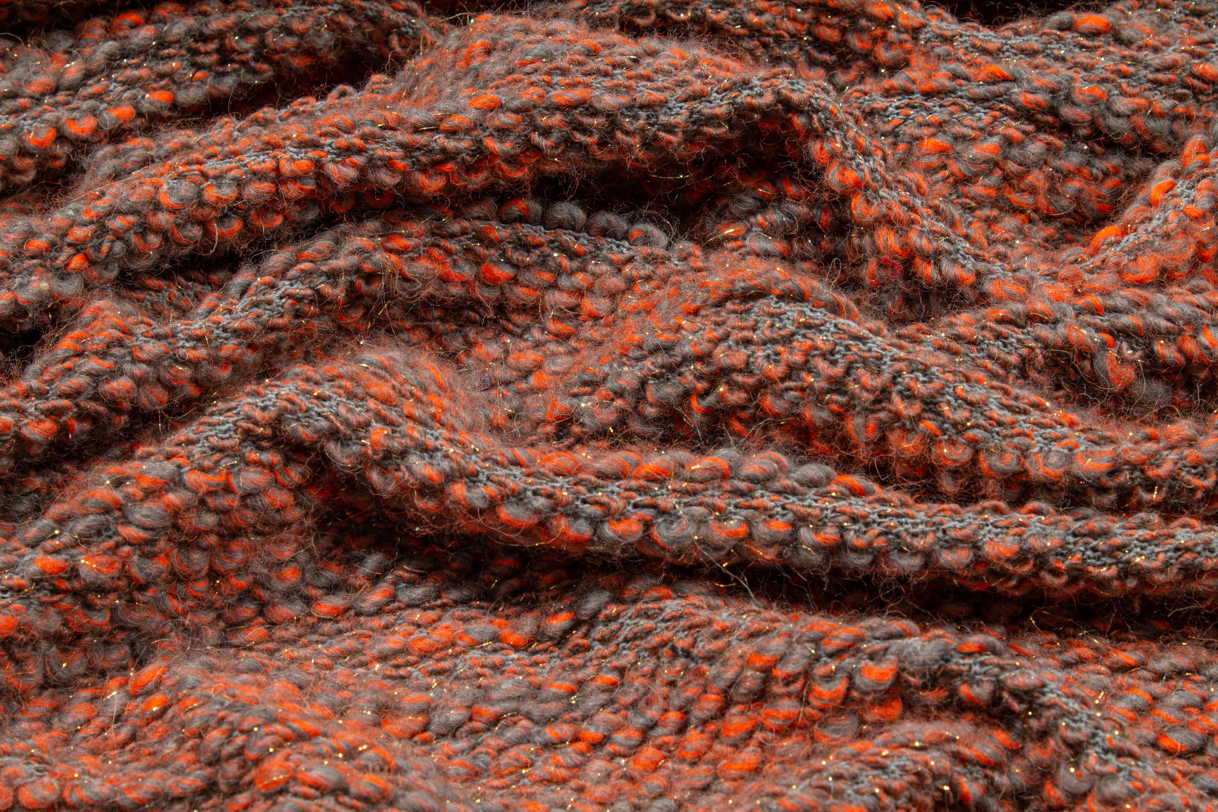 Orange and Gray Metallic Wool Tweed - Prime Fabrics