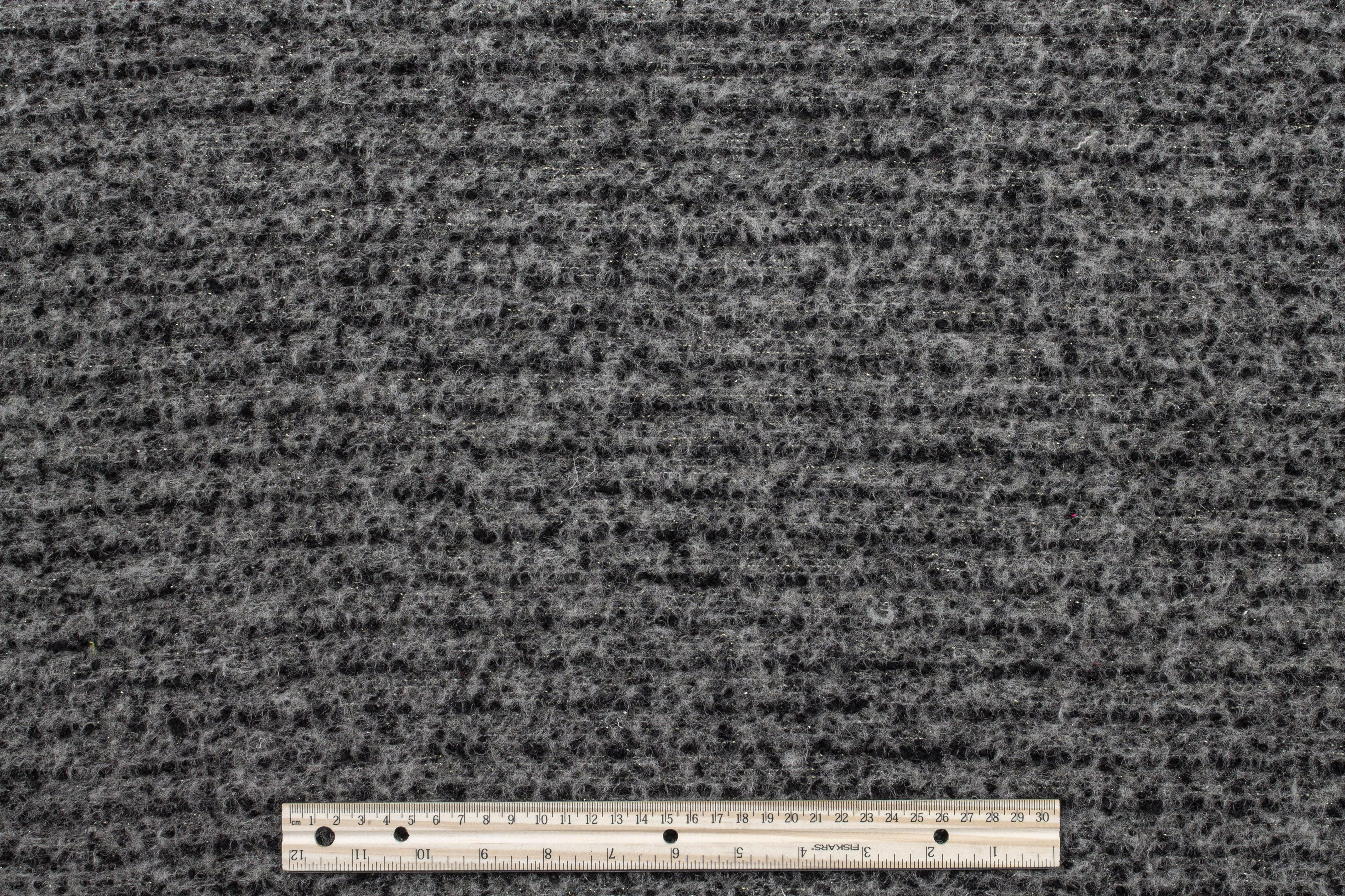 Gray and Black Boiled Wool Blend Boucle - Prime Fabrics