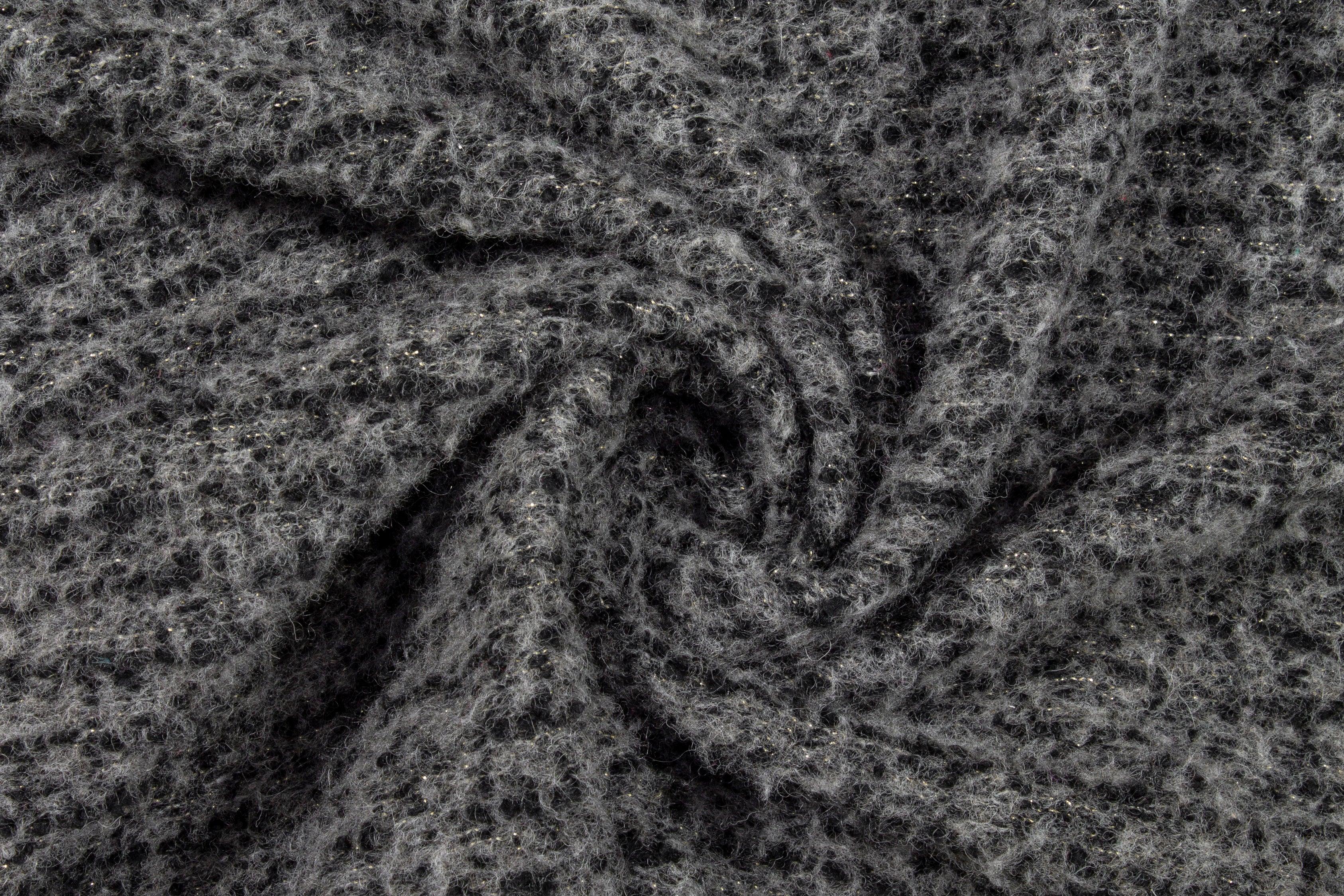 Gray and Black Boiled Wool Blend Boucle - Prime Fabrics