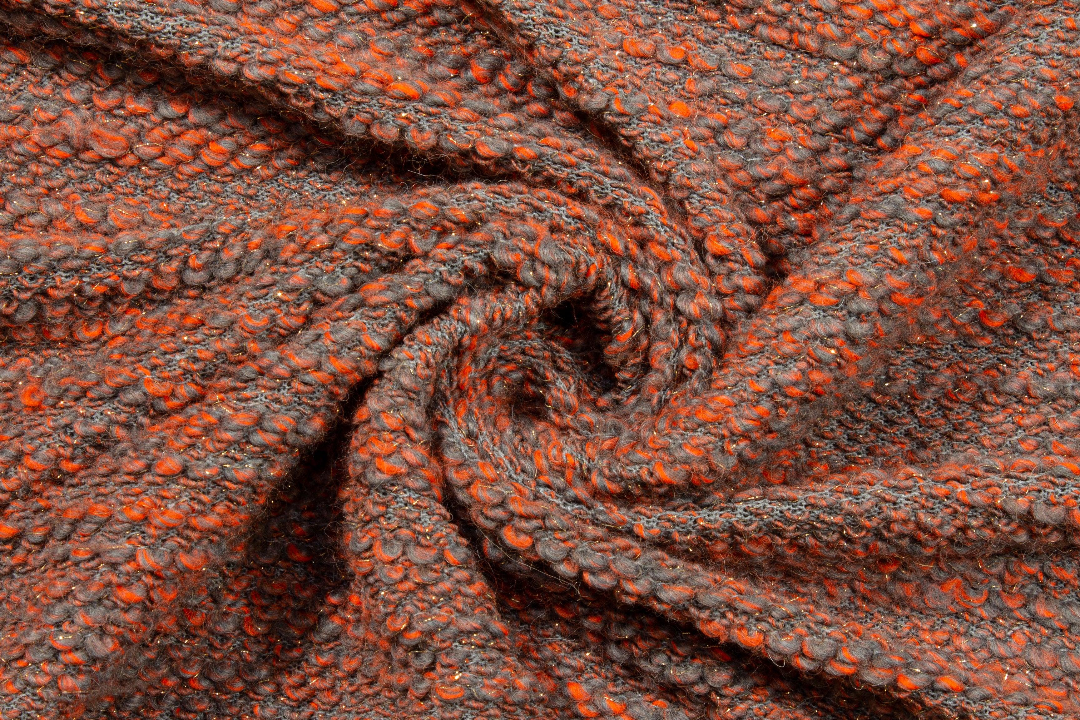 Orange and Gray Metallic Wool Tweed - Prime Fabrics