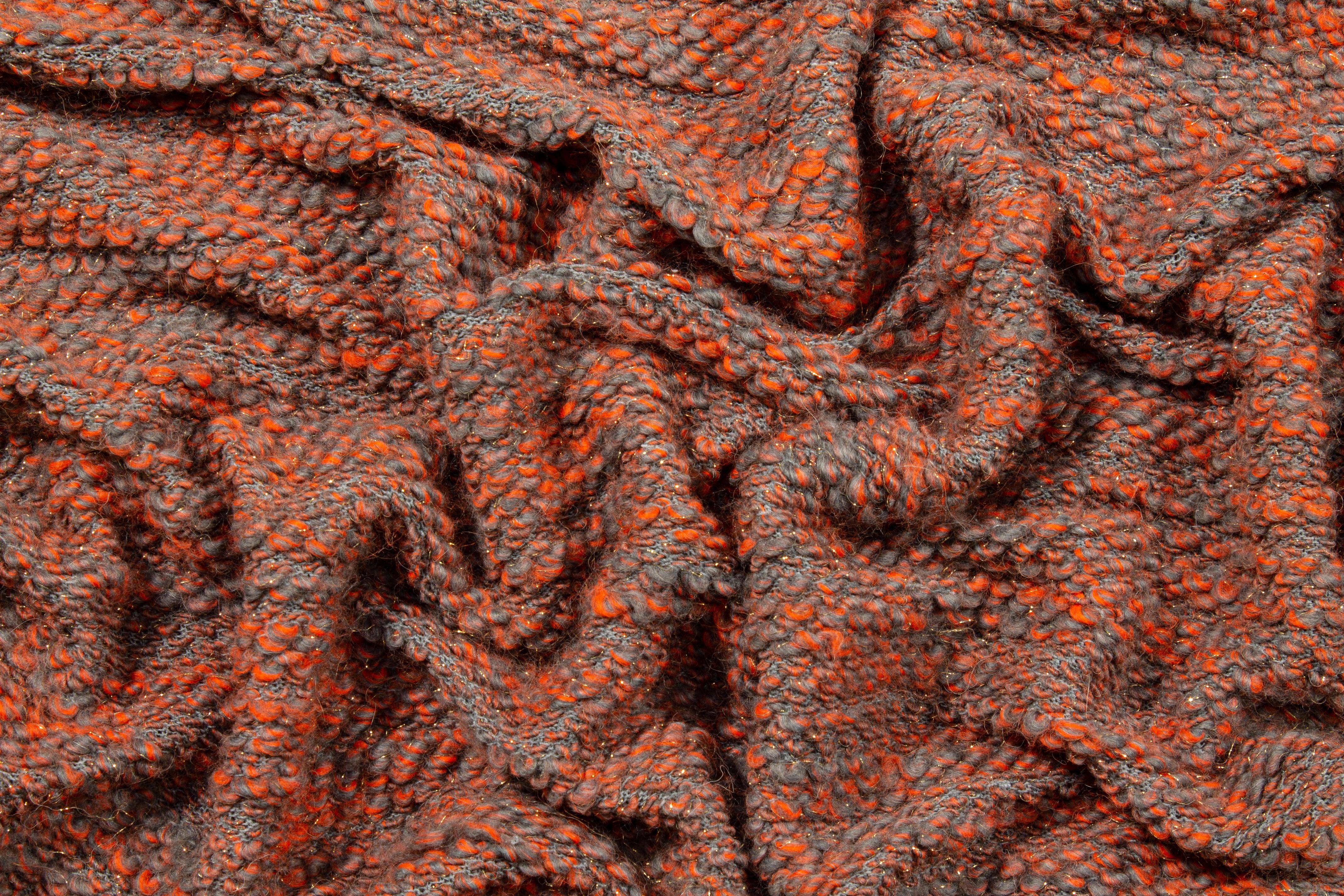 Orange and Gray Metallic Wool Tweed - Prime Fabrics