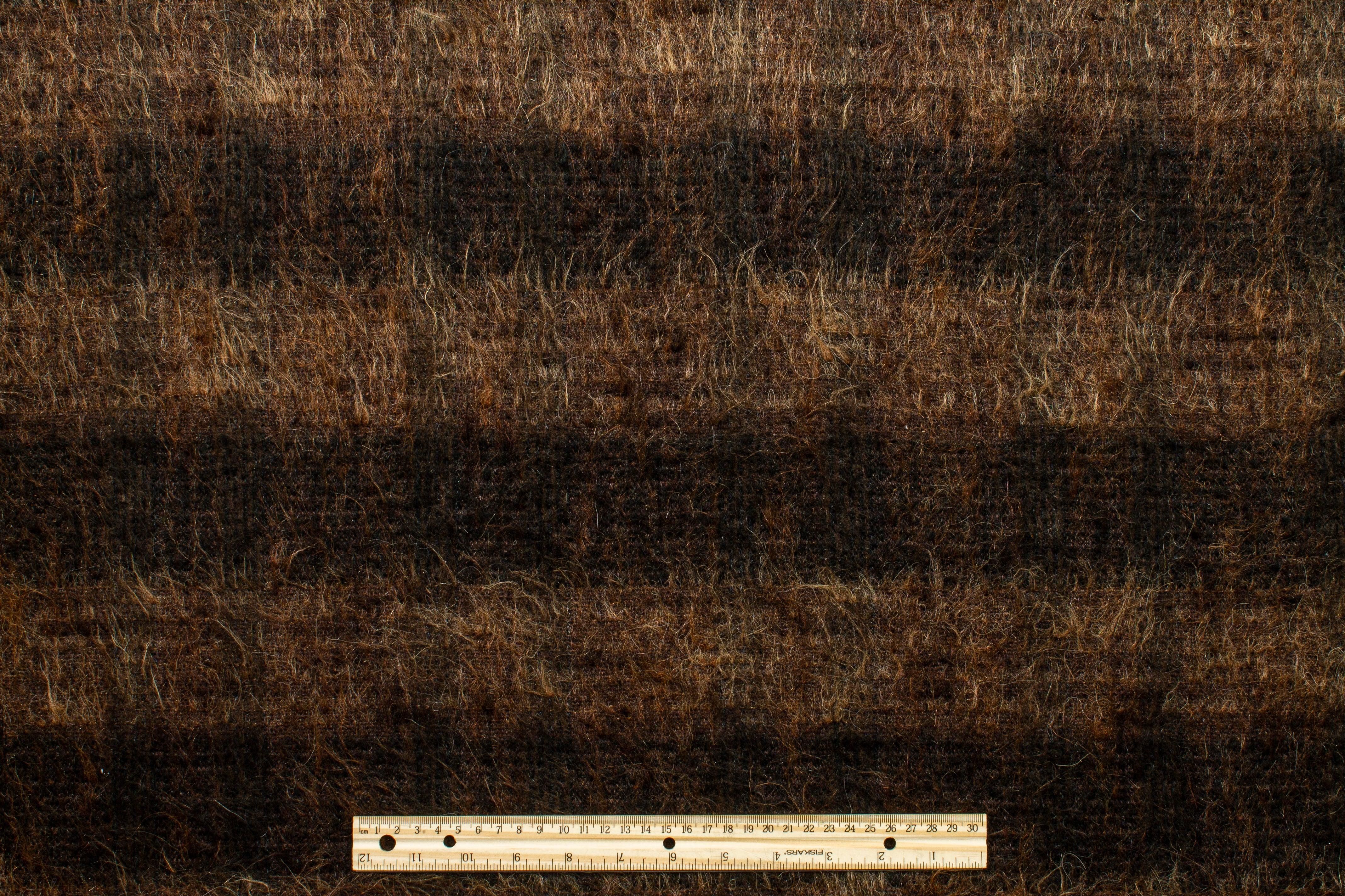 Brown Striped Long Hair Italian Wool - Prime Fabrics