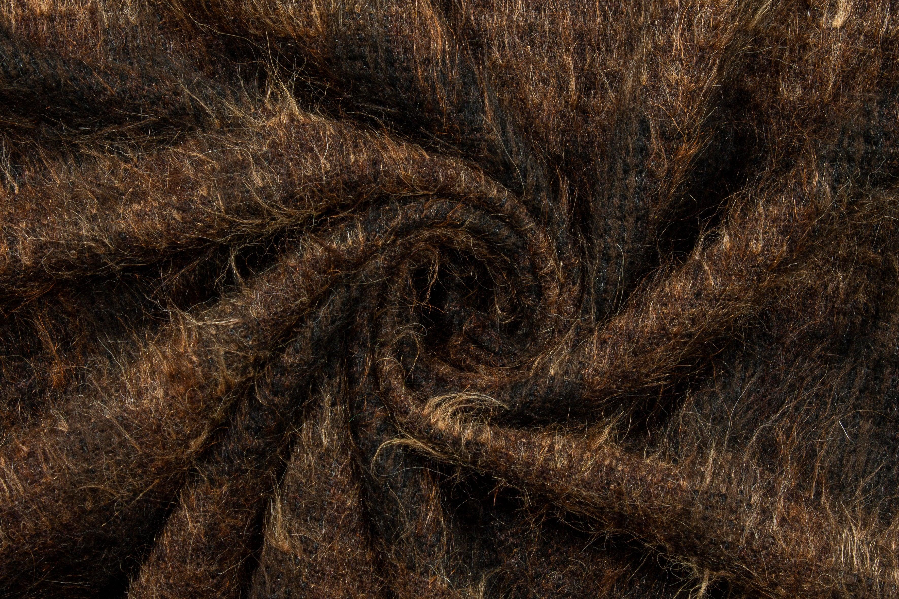 Brown Striped Long Hair Italian Wool - Prime Fabrics