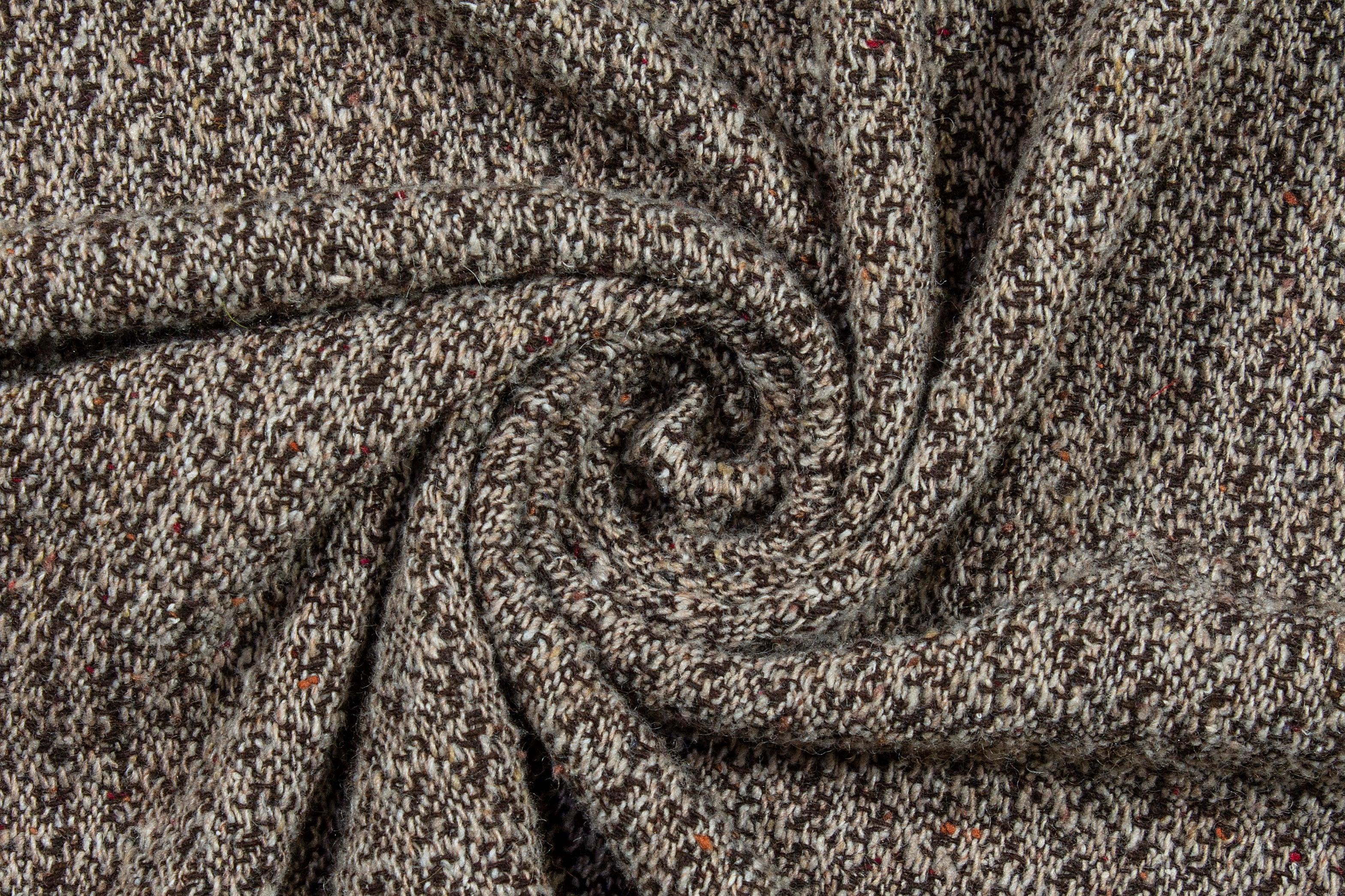 Brown Double Faced Wool Tweed Coating - Prime Fabrics