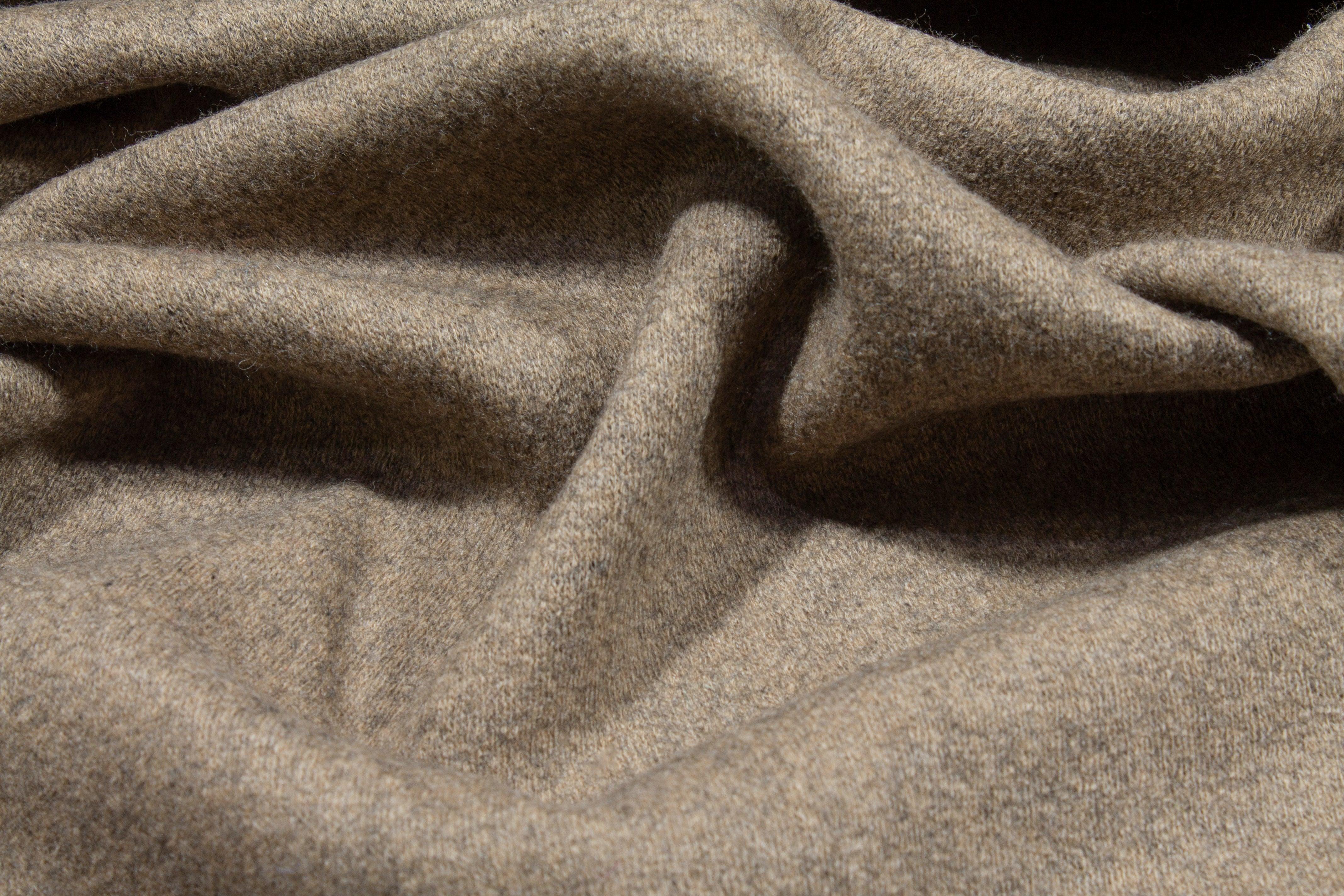Double Faced Wool Coating - Khaki and Charcoal - Prime Fabrics
