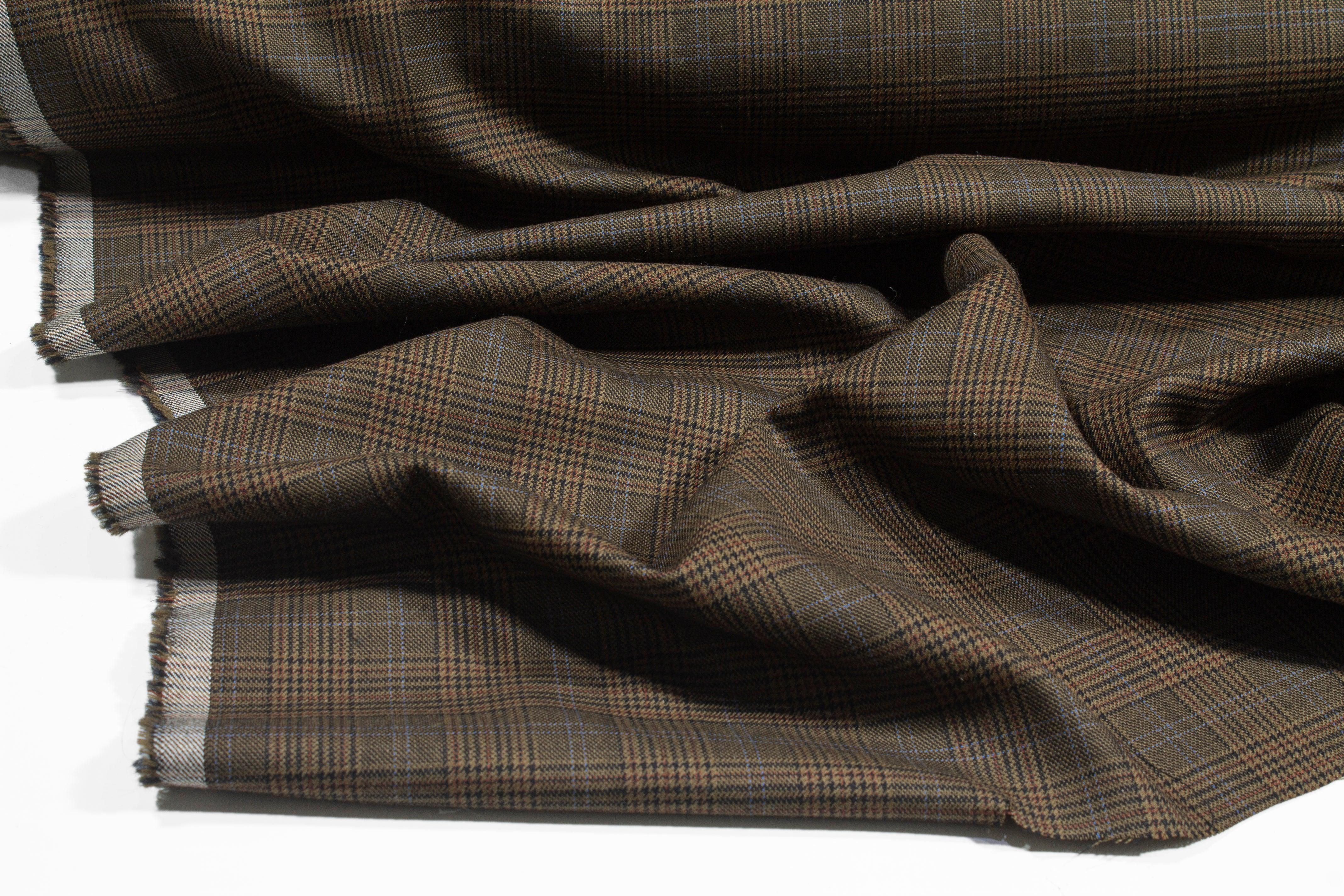 Brown Glen Check Italian Wool Suiting - Prime Fabrics