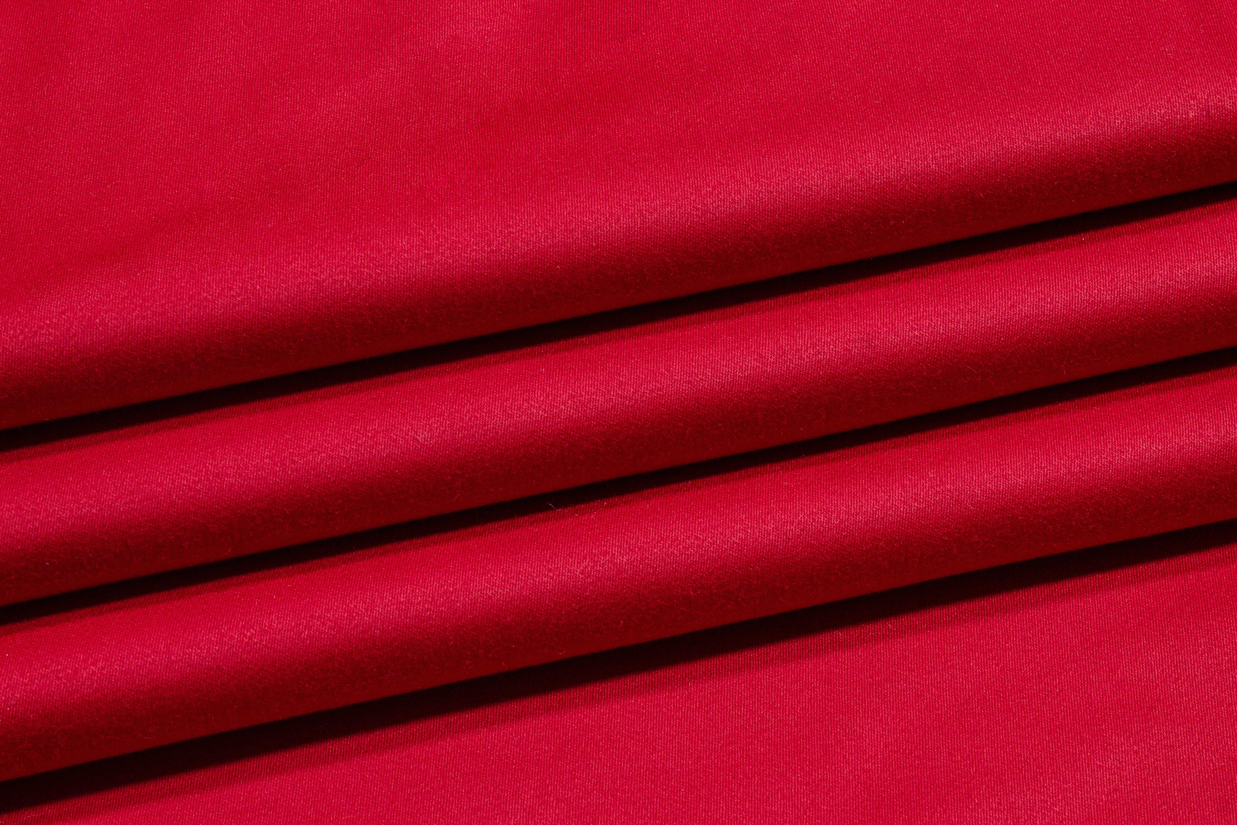 Red Wool Cashmere Blend Sateen - Prime Fabrics