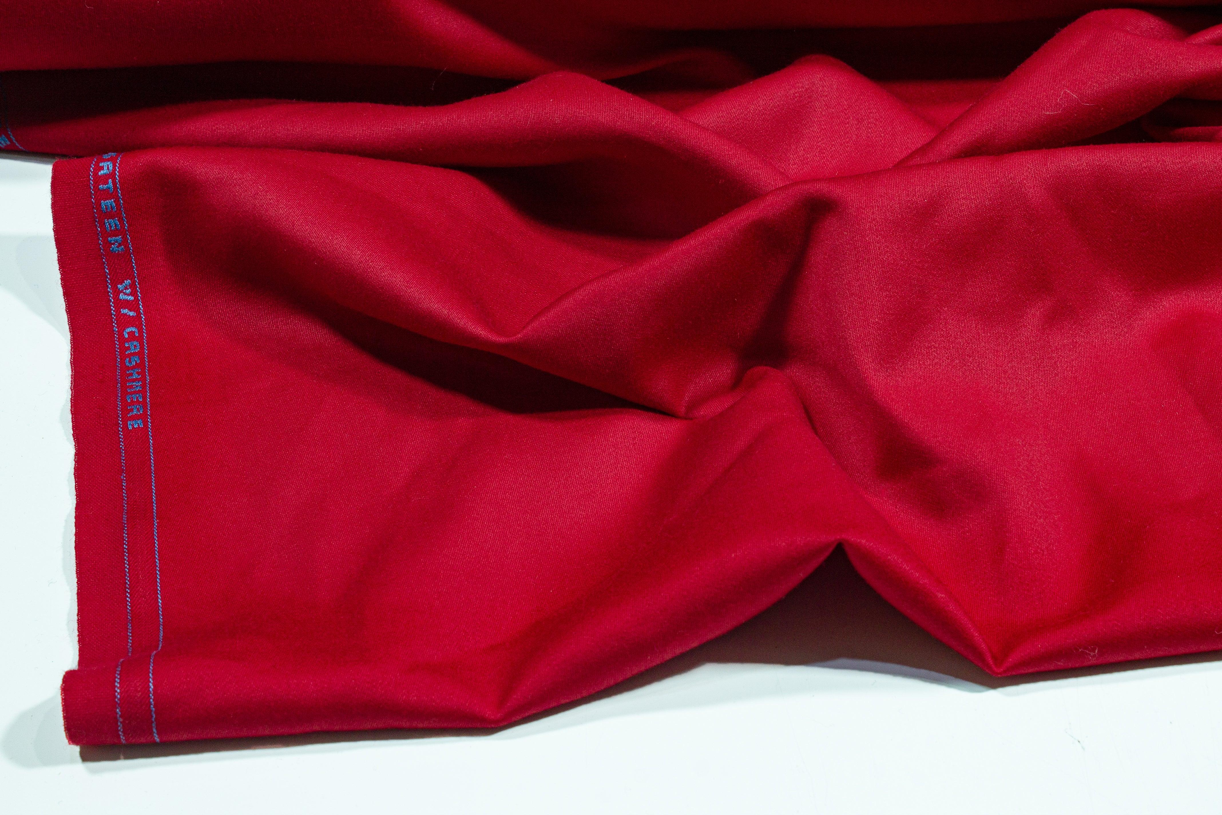Red Wool Cashmere Blend Sateen - Prime Fabrics