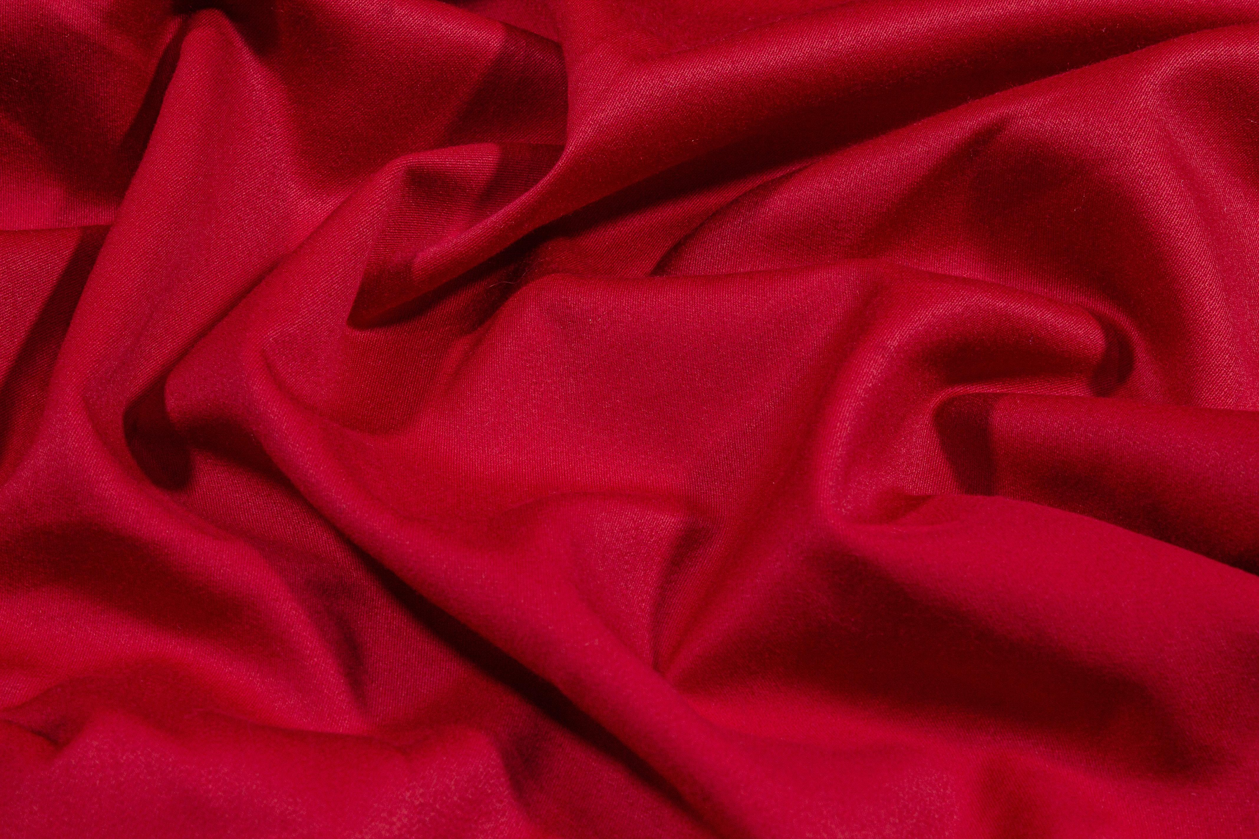 Red Wool Cashmere Blend Sateen - Prime Fabrics