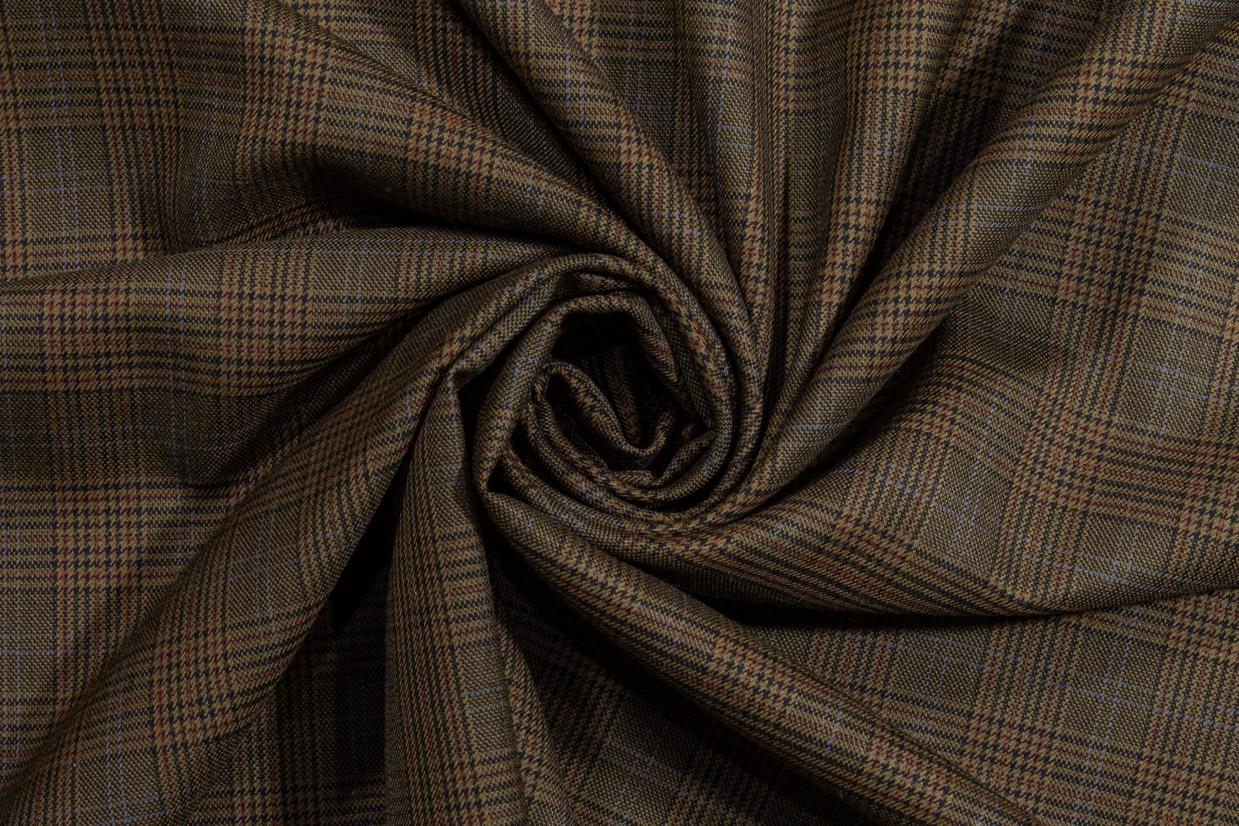 Brown Glen Check Italian Wool Suiting - Prime Fabrics