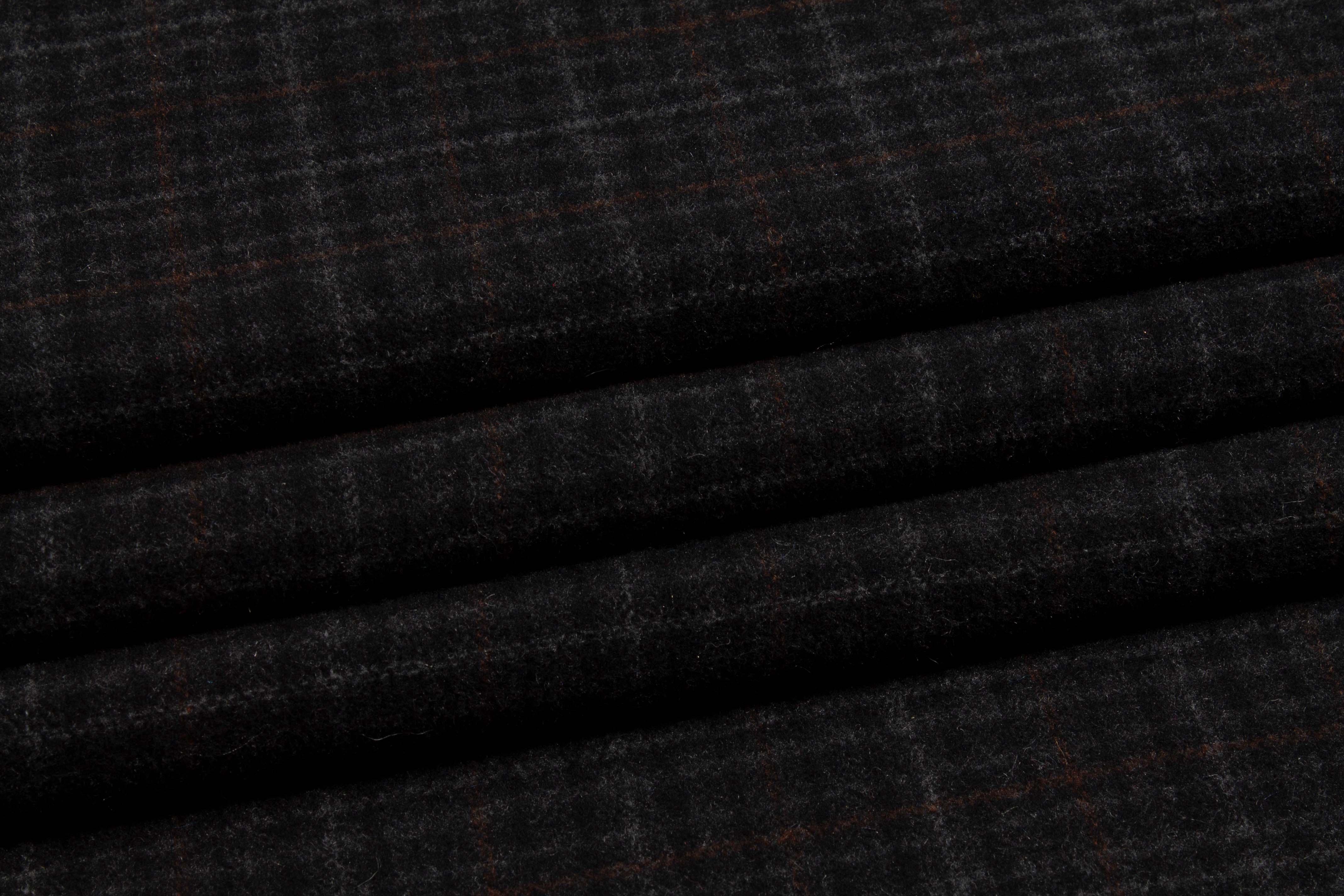 Charcoal Gray Plaid Wool Coating - Prime Fabrics