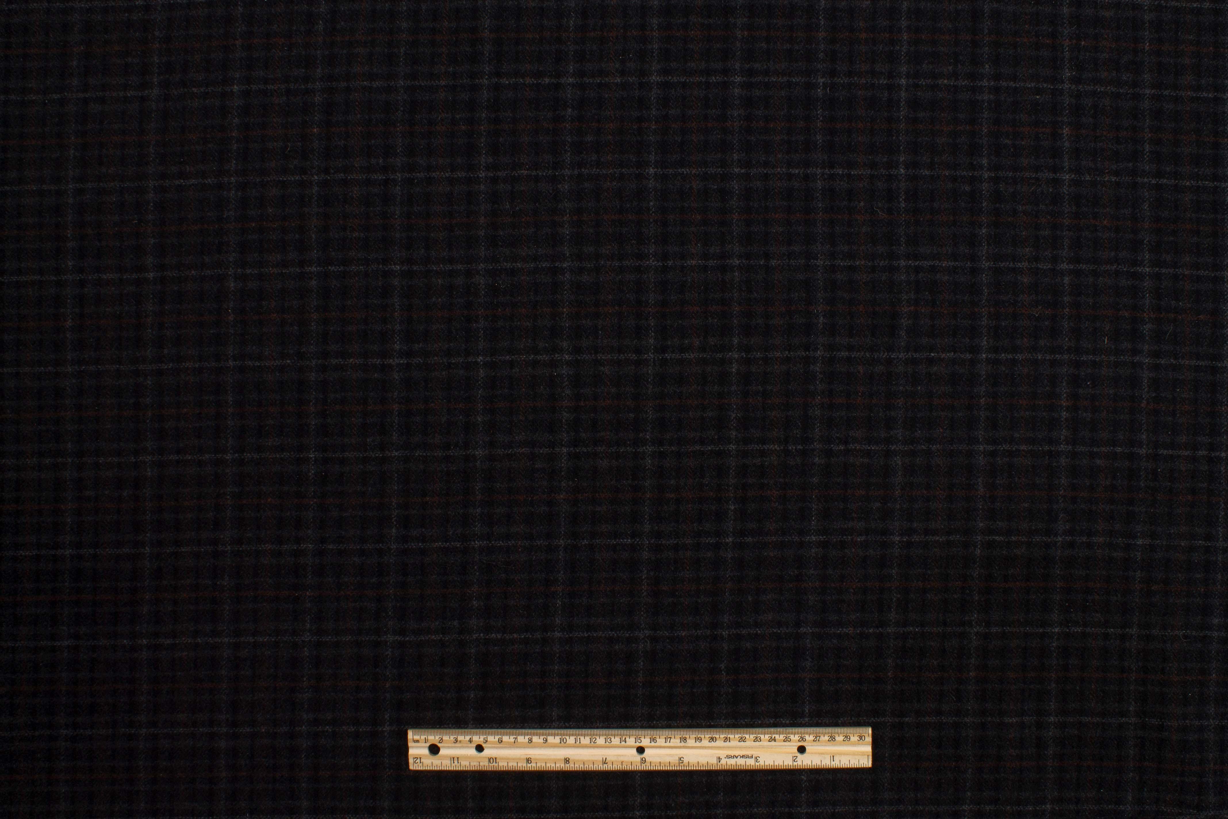 Charcoal Gray Plaid Wool Coating - Prime Fabrics
