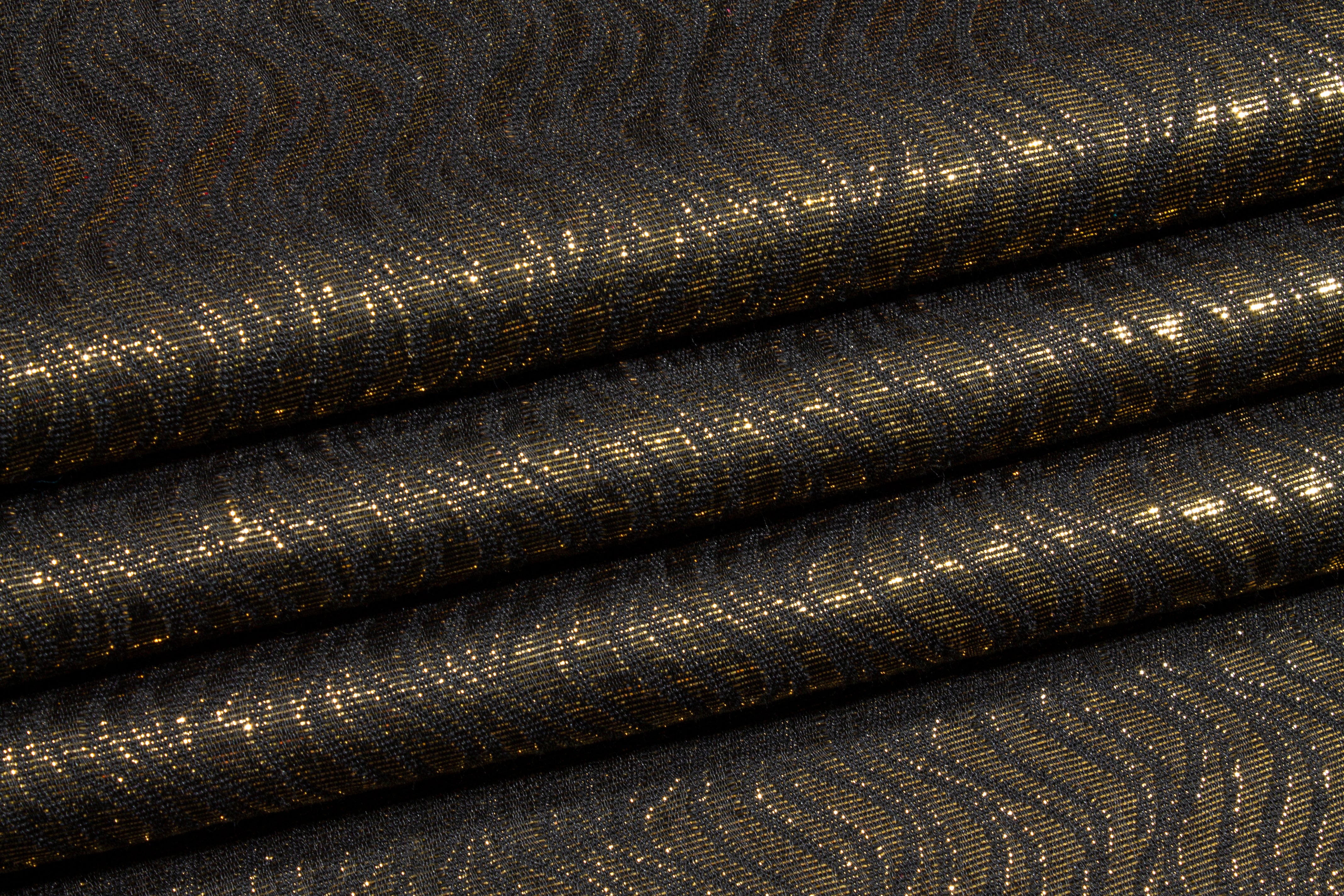 Wavy Metallic Brocade - Gold and Black