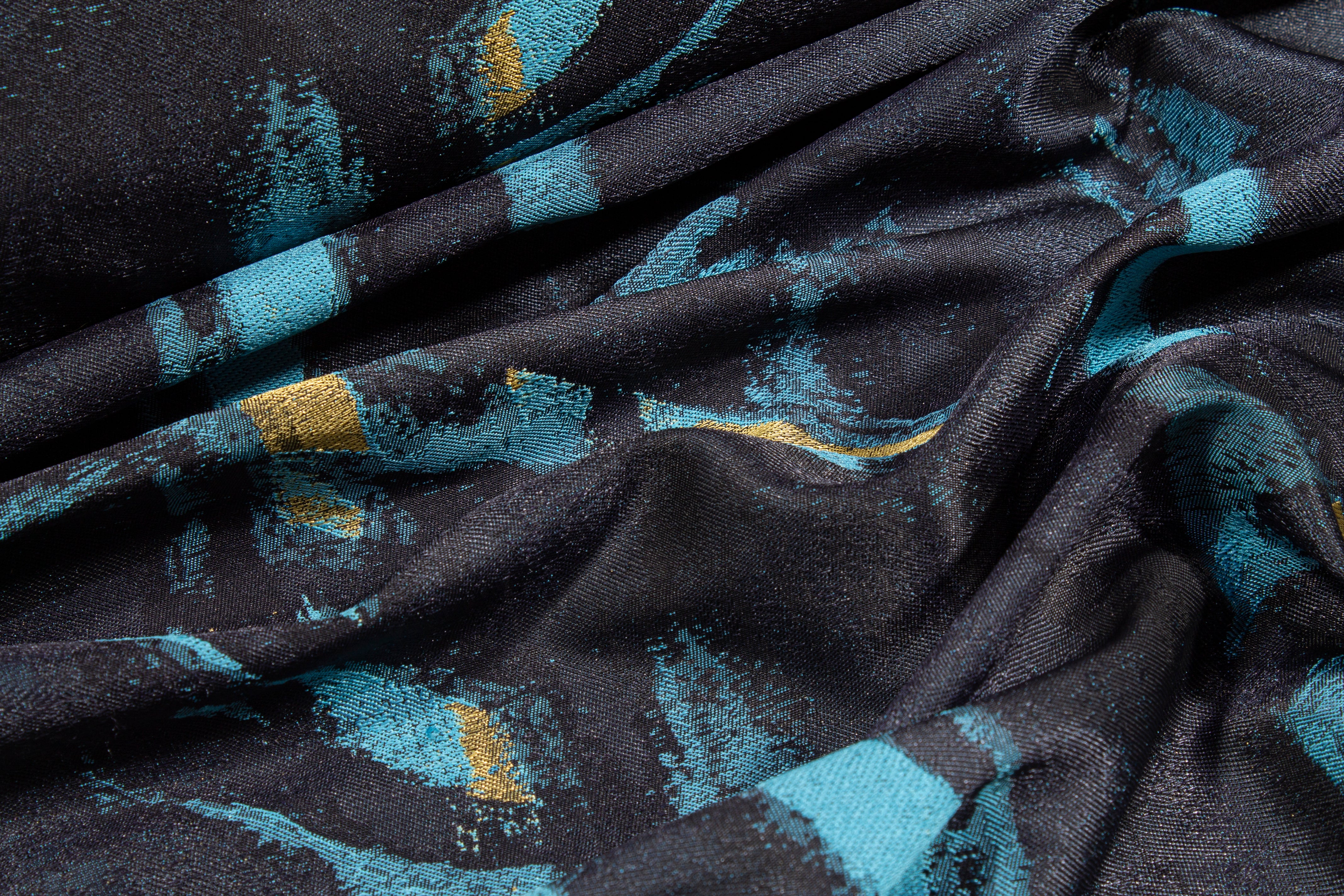 Abstract Metallic Brocade - Blue and Gold