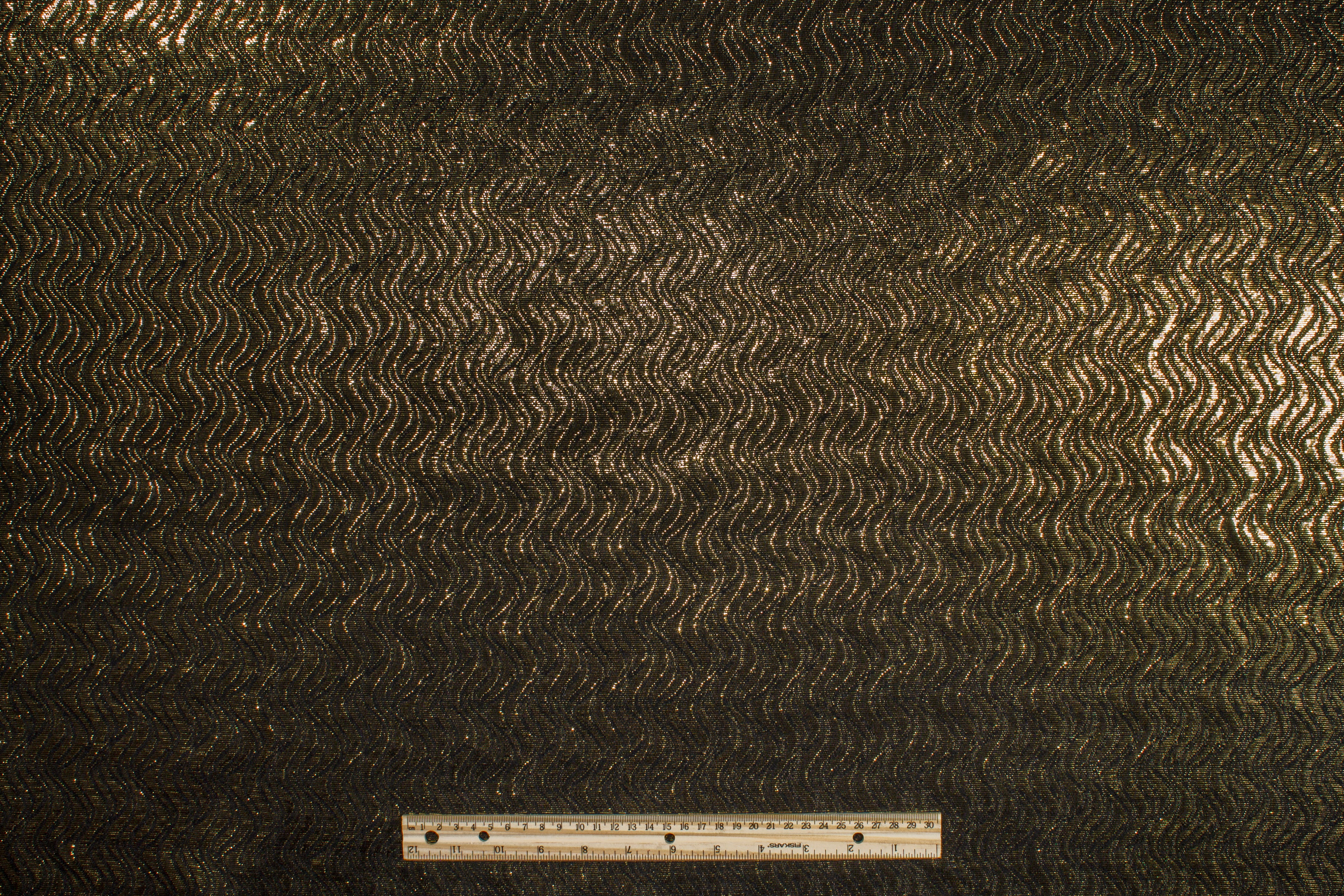 Wavy Metallic Brocade - Gold and Black