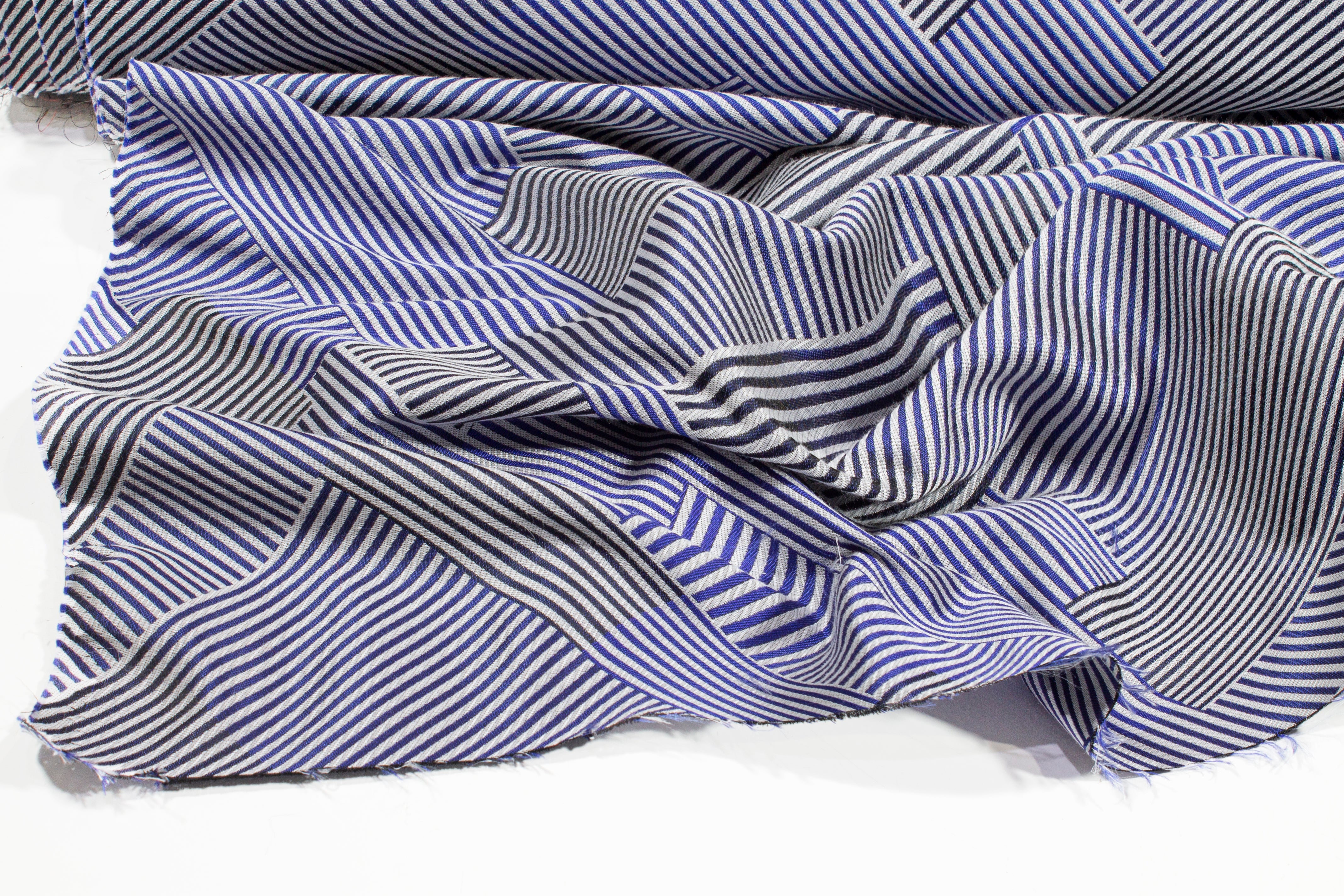 Cross Striped Jacquard - Blue and Gray