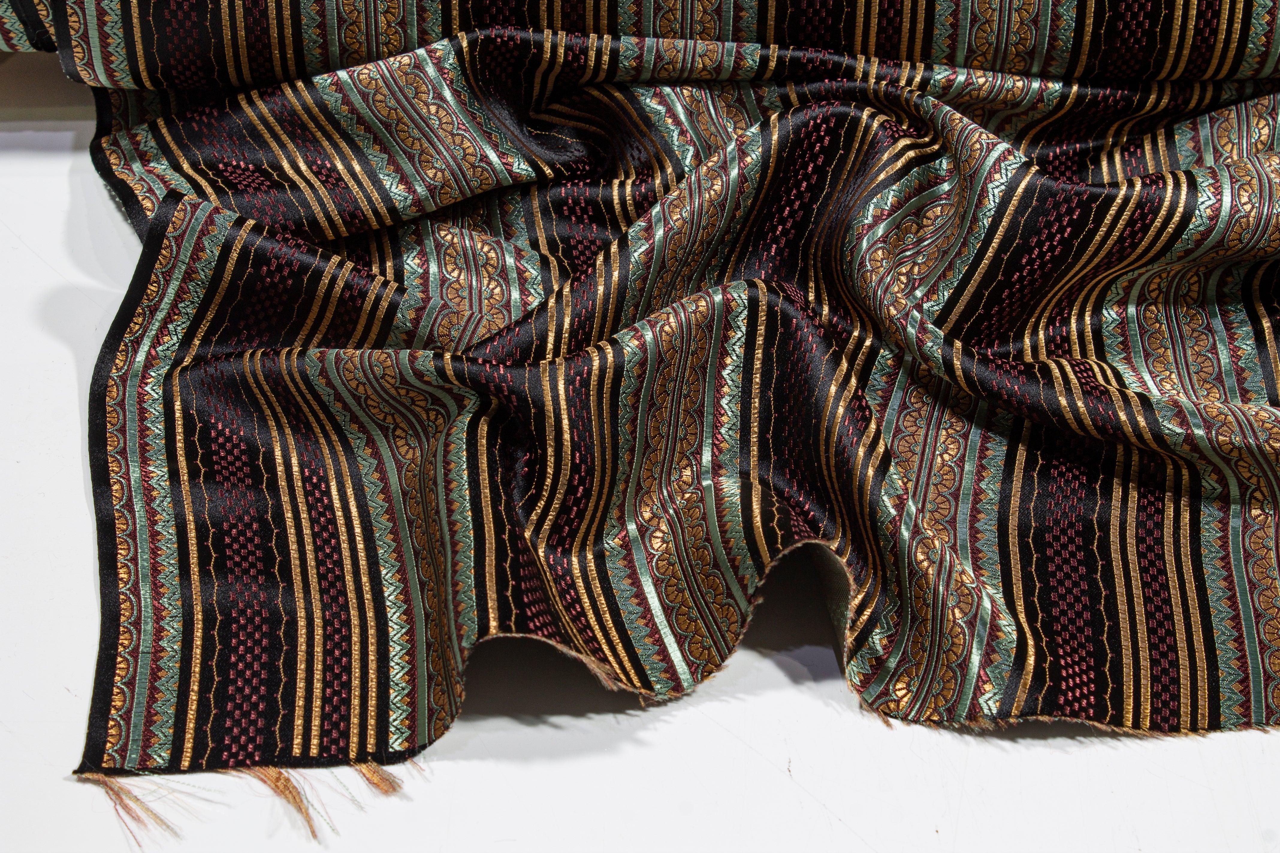 Striped Viscose Nylon Satin Jacquard - Multicolor