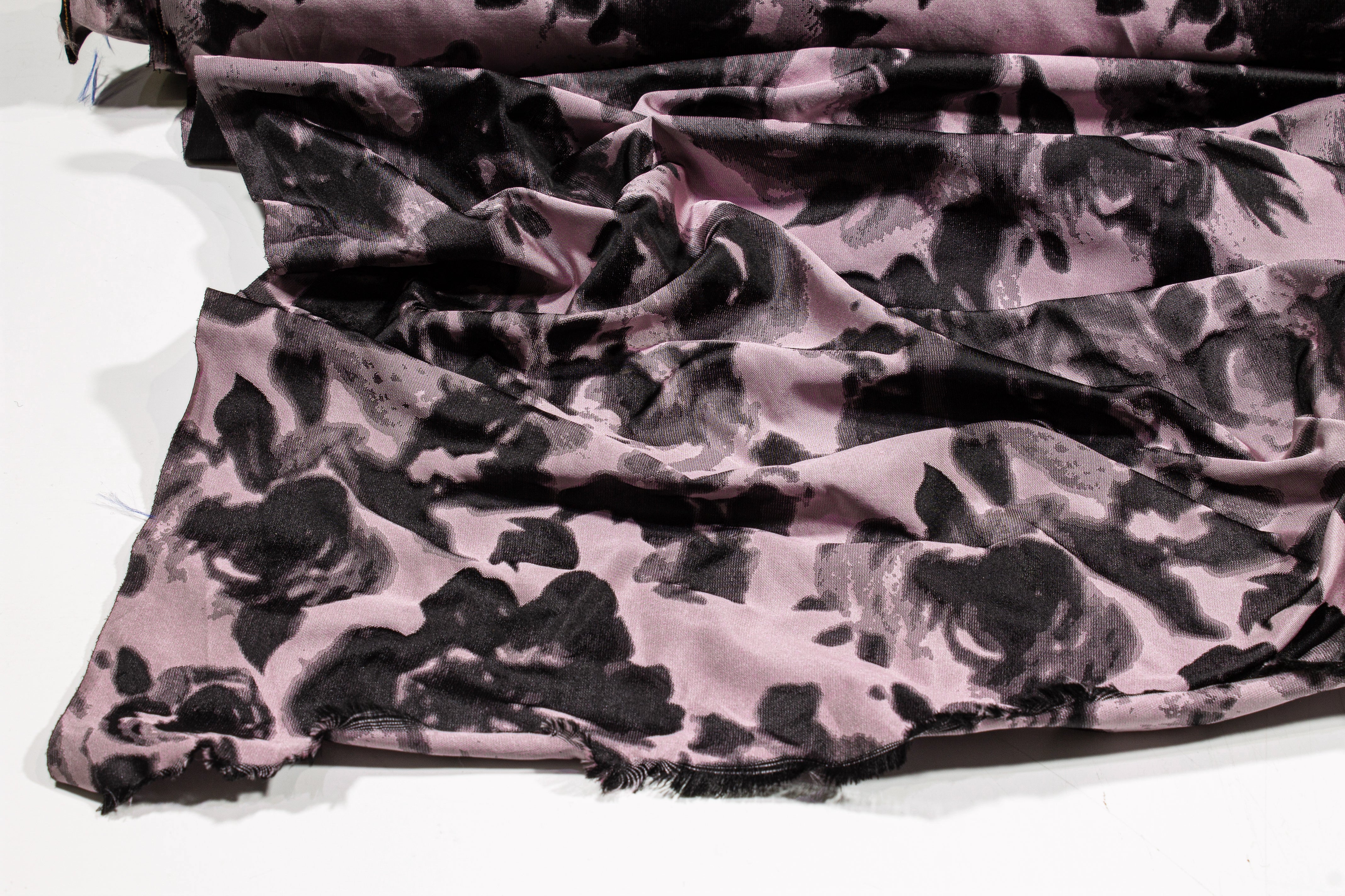 Abstract Satin Jacquard - Black and Pink