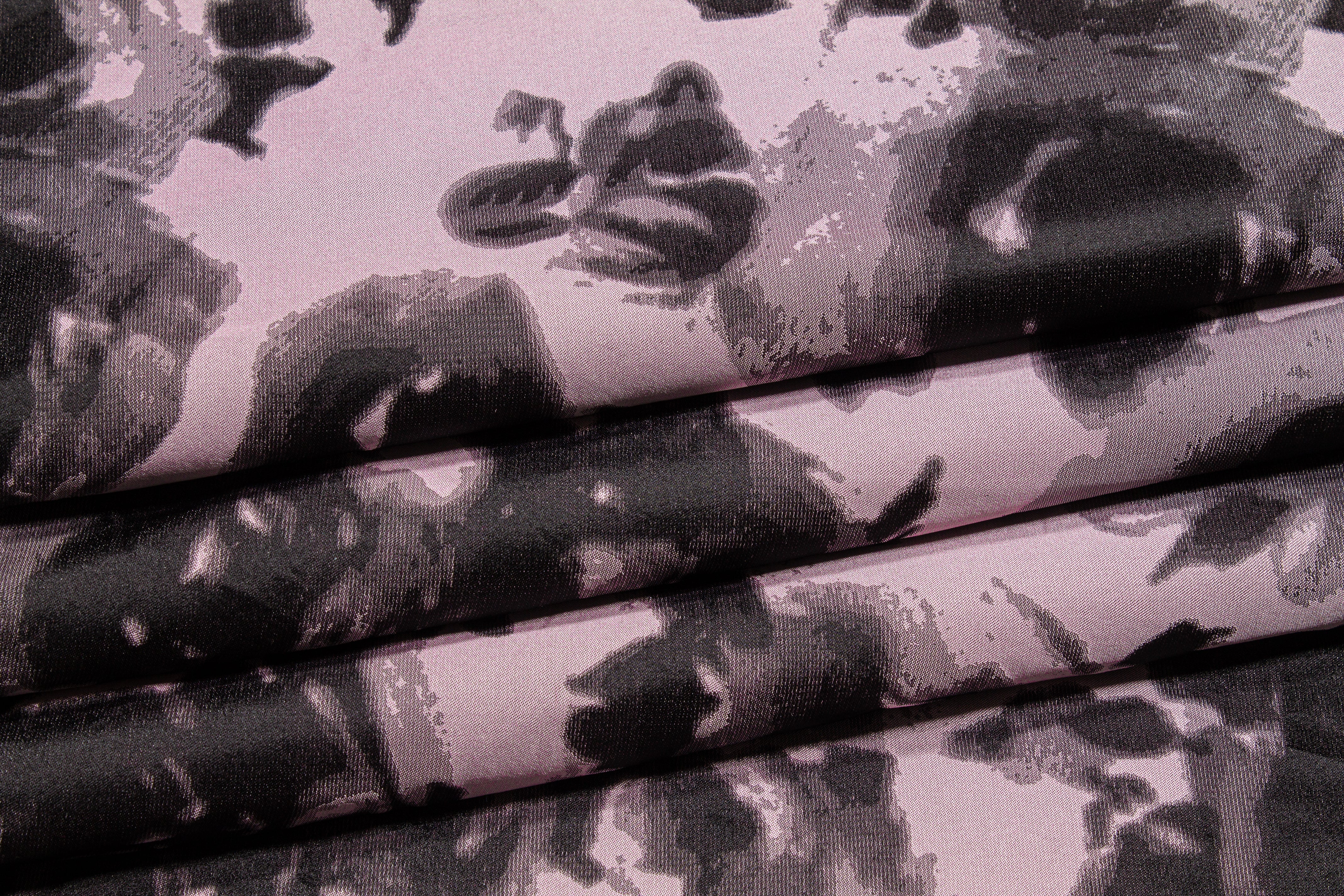 Abstract Satin Jacquard - Black and Pink