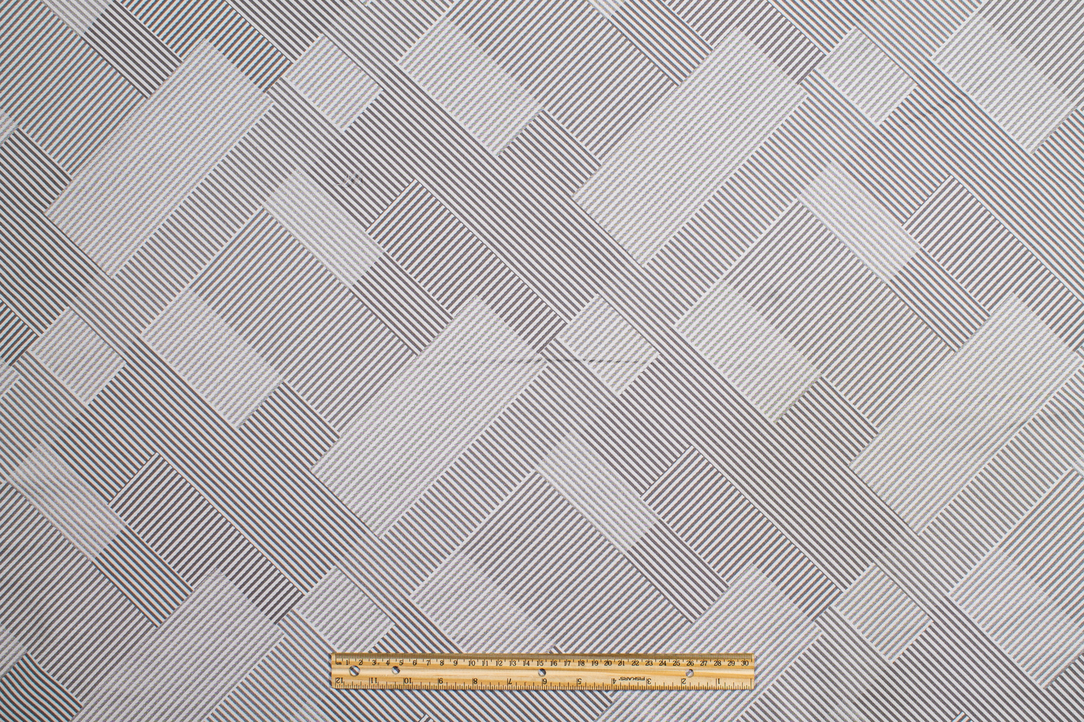 Cross Striped Brocade - Gray and White