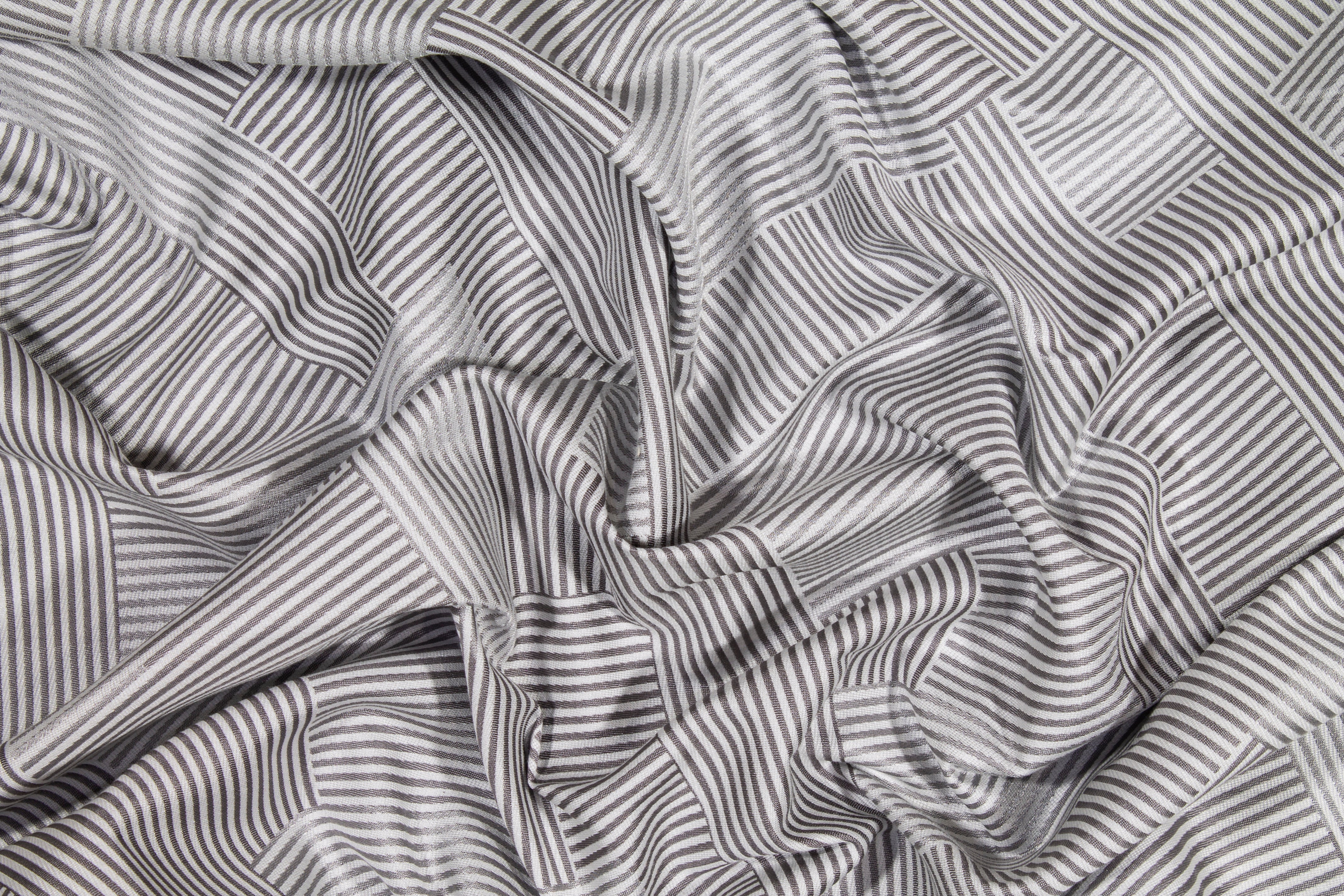 Cross Striped Brocade - Gray and White