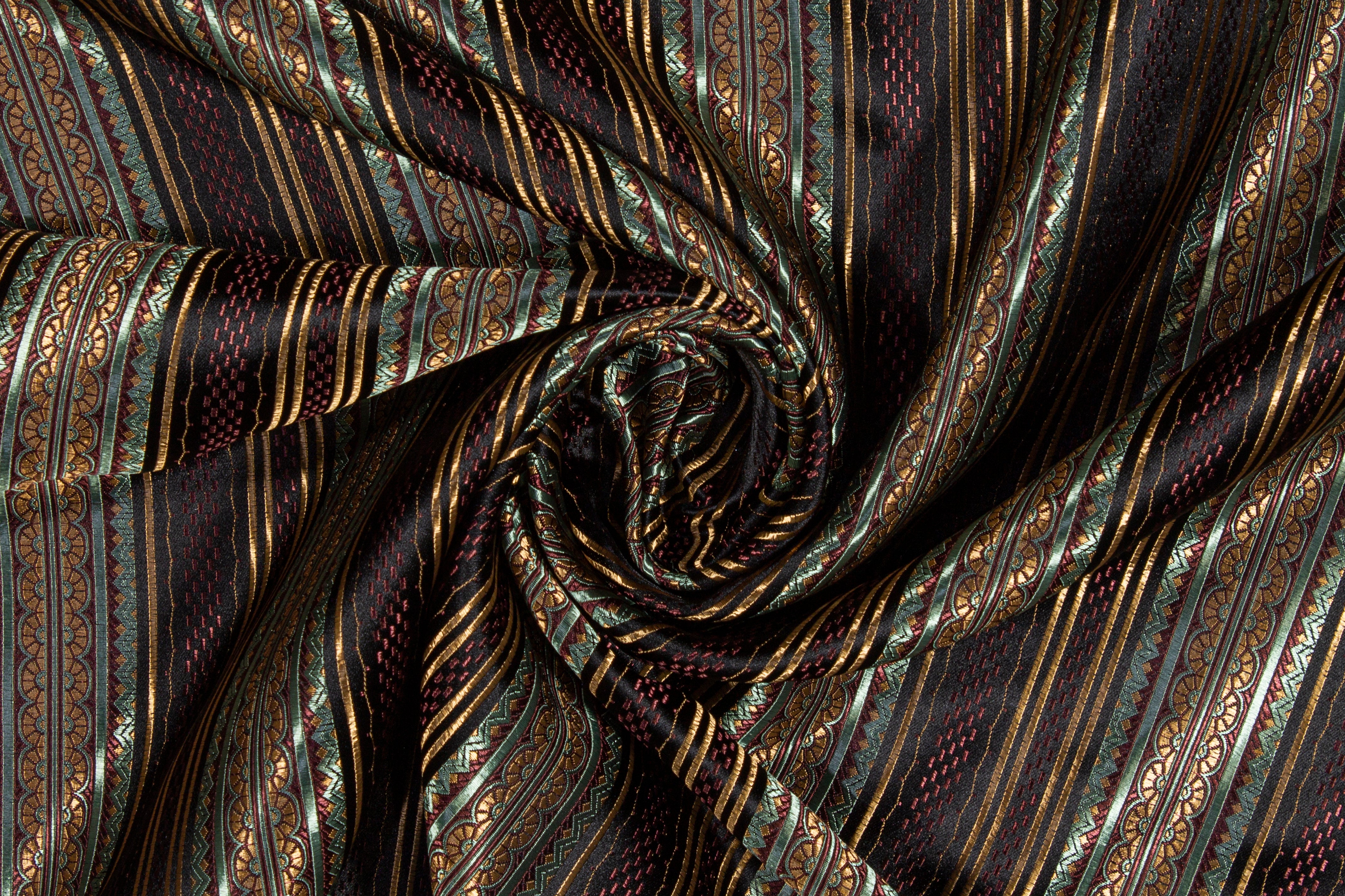 Striped Viscose Nylon Satin Jacquard - Multicolor