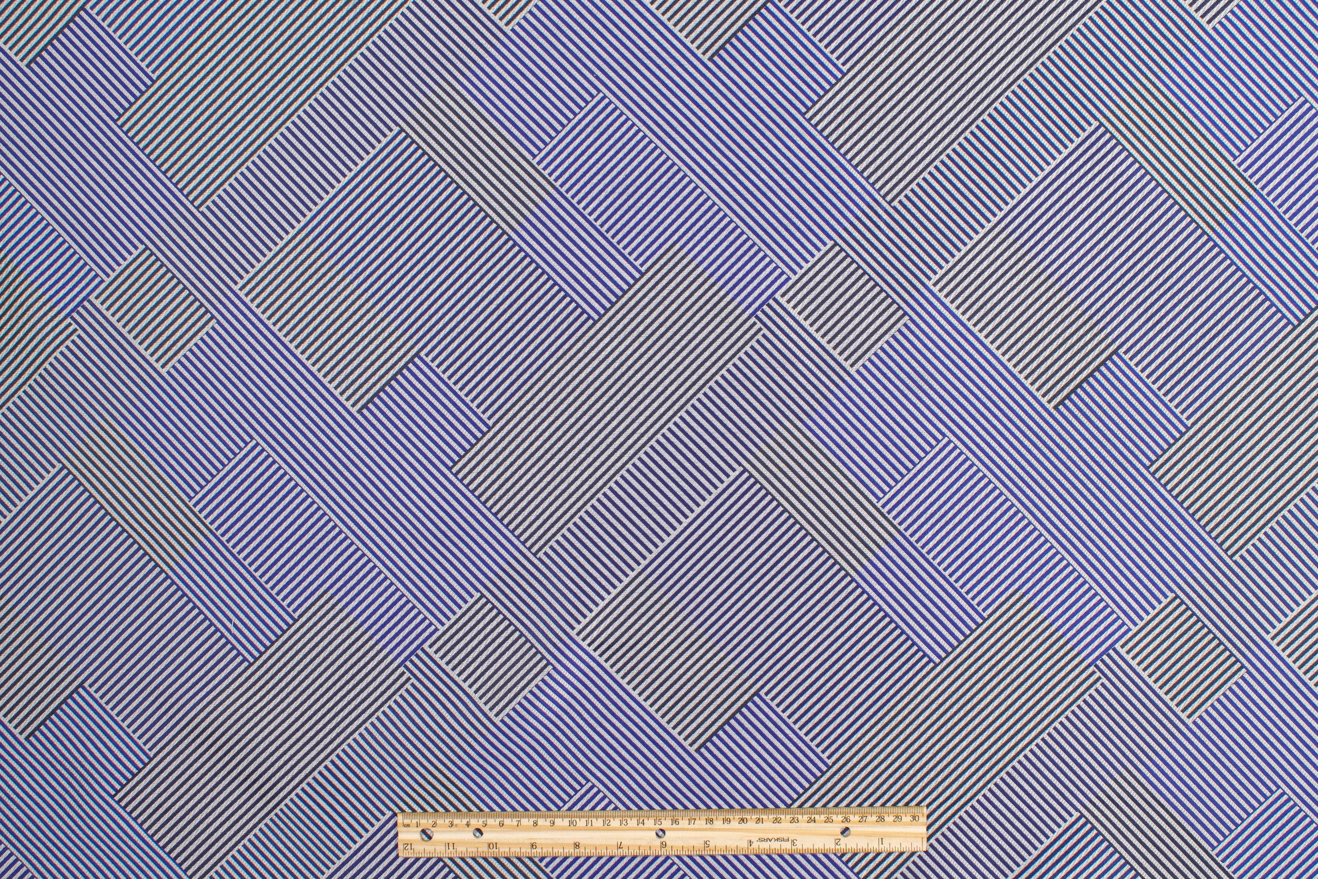 Cross Striped Jacquard - Blue and Gray