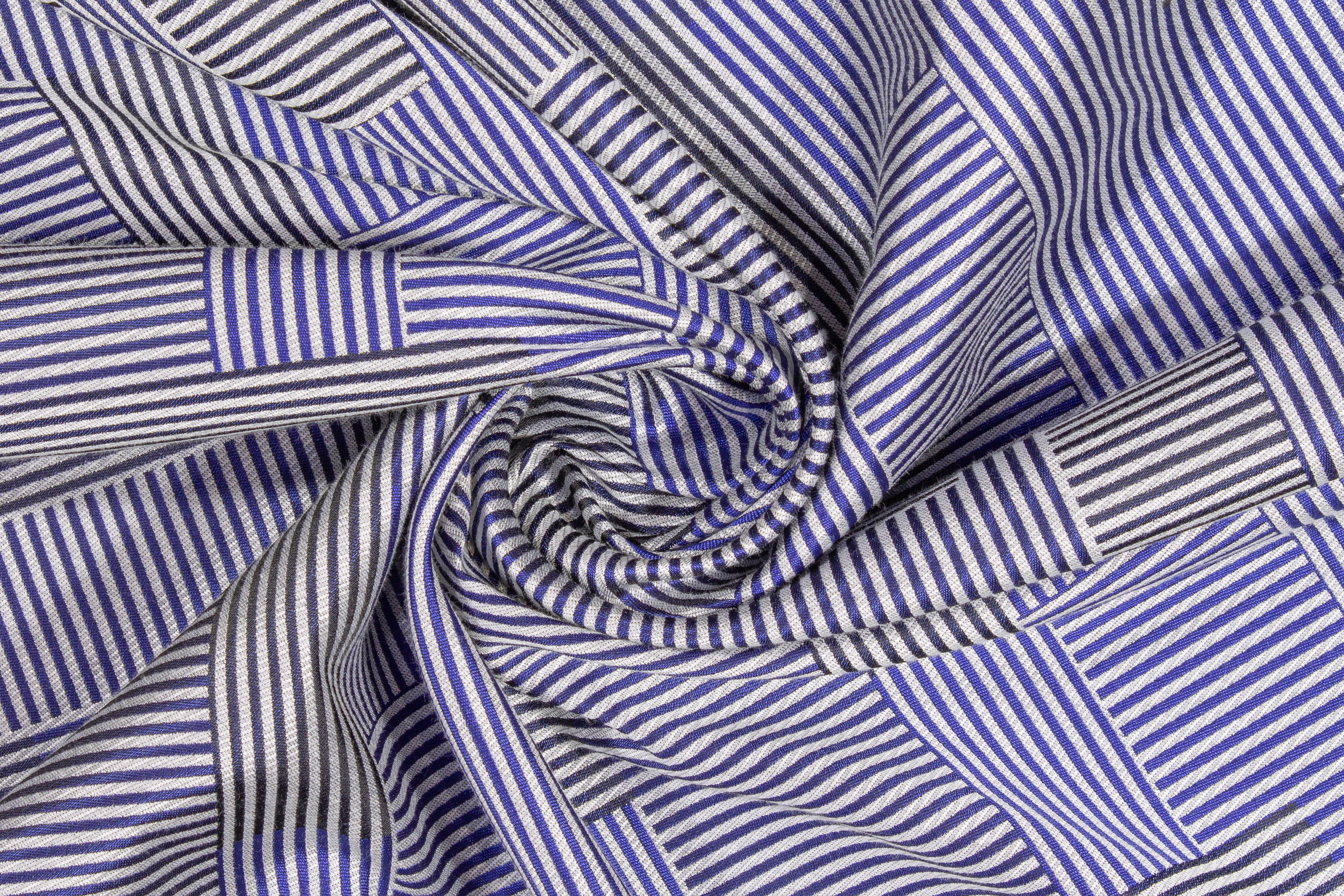 Cross Striped Jacquard - Blue and Gray