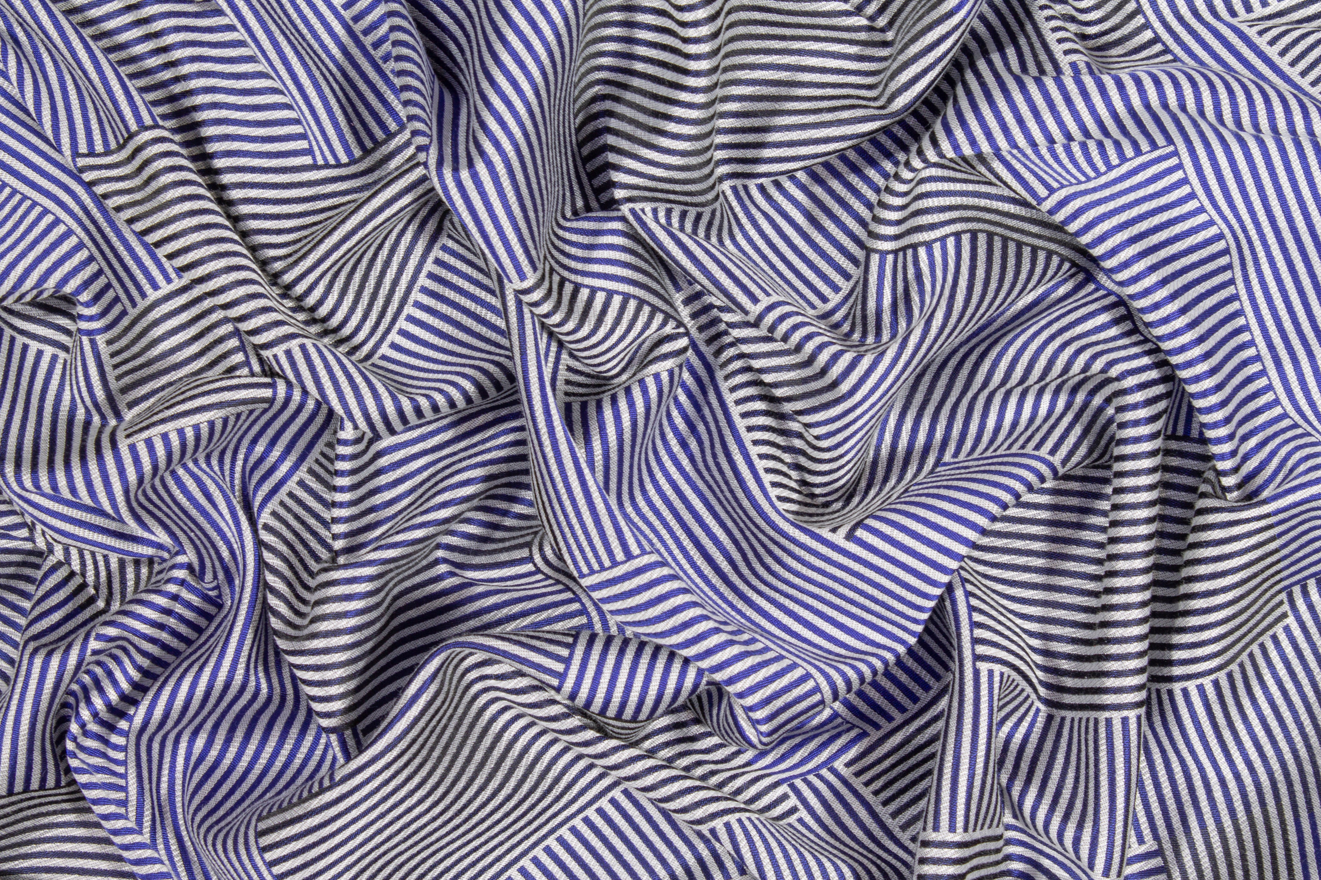 Cross Striped Jacquard - Blue and Gray