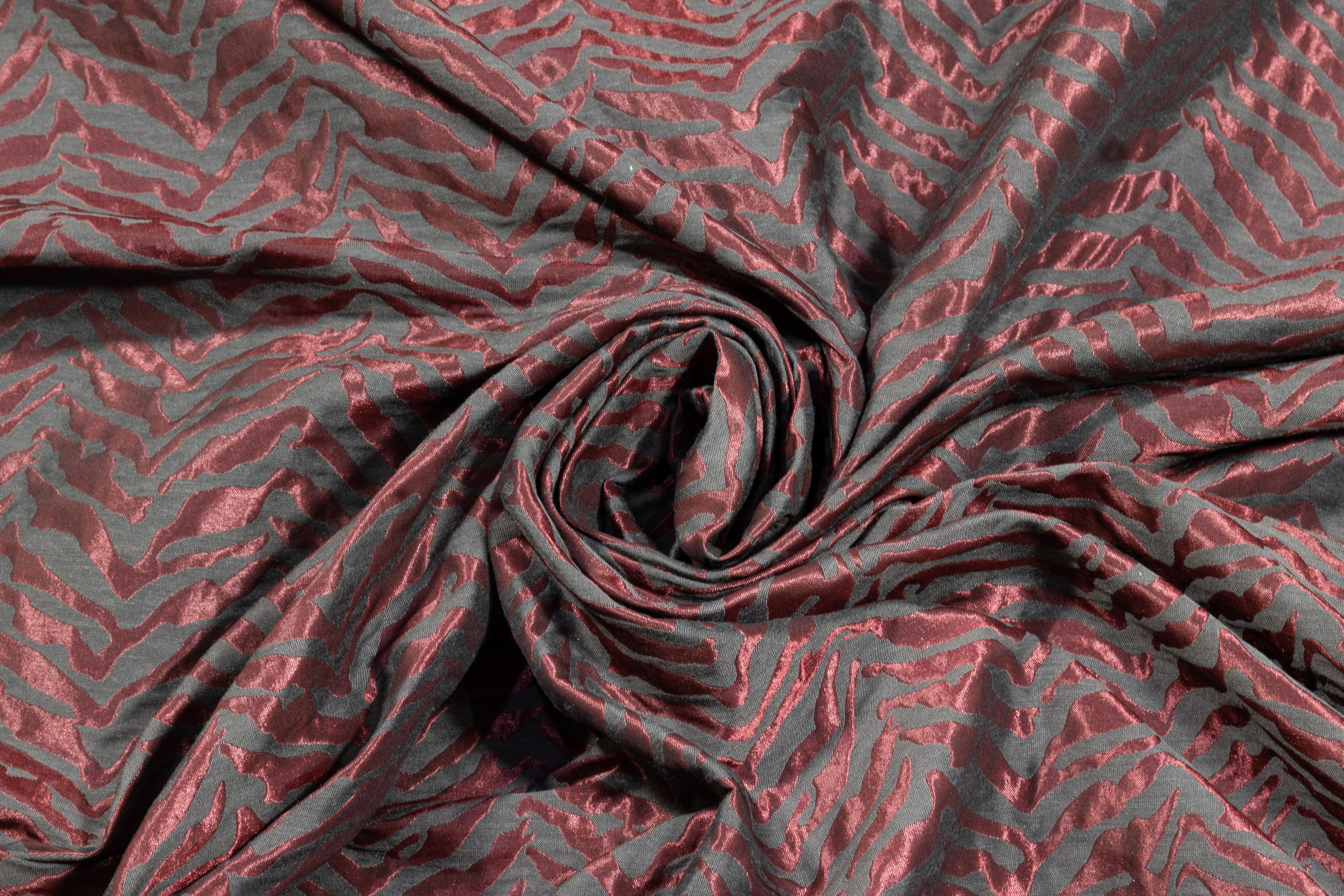 Burgundy and Gray Italian Brocade - Prime Fabrics