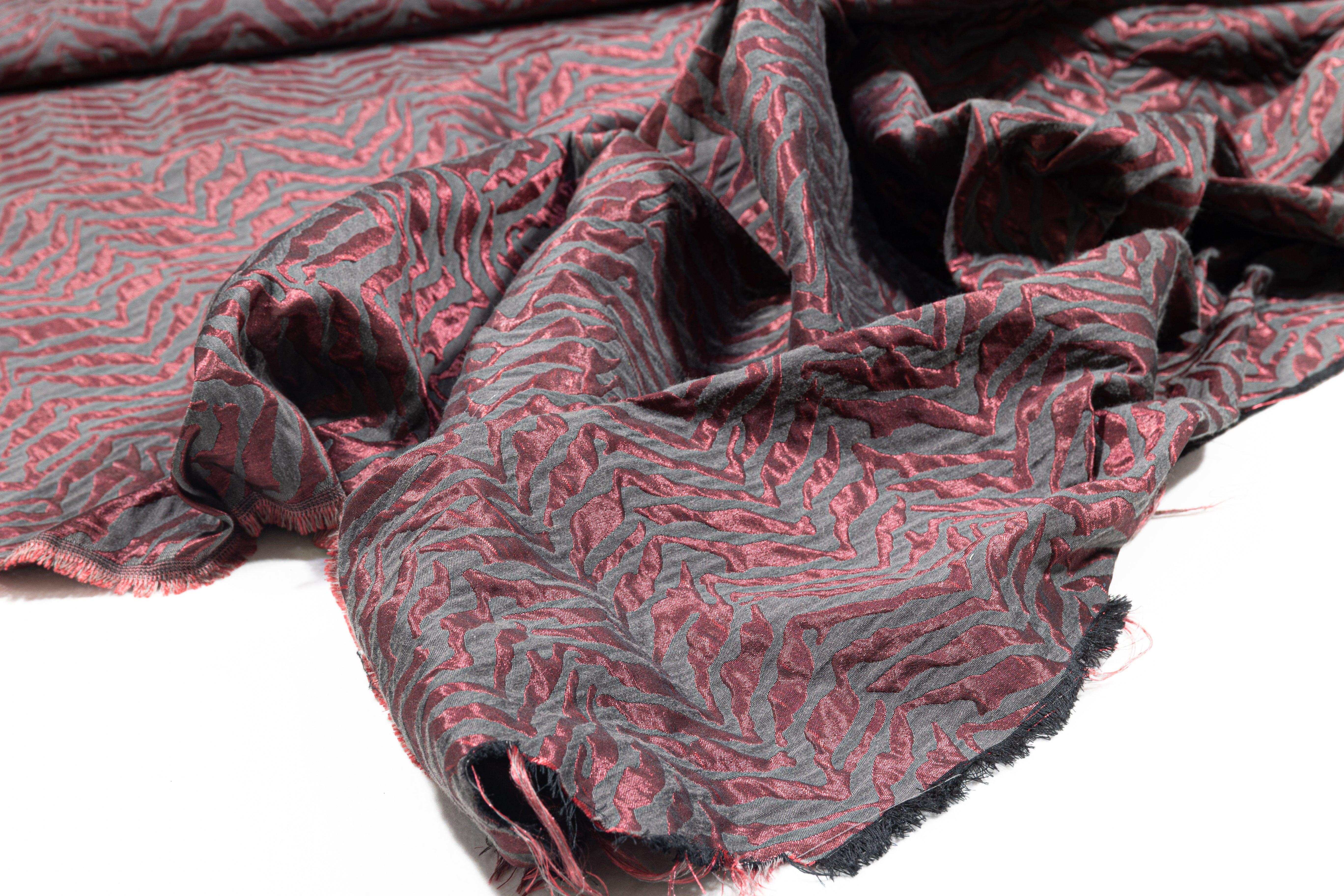 Burgundy and Gray Italian Brocade - Prime Fabrics