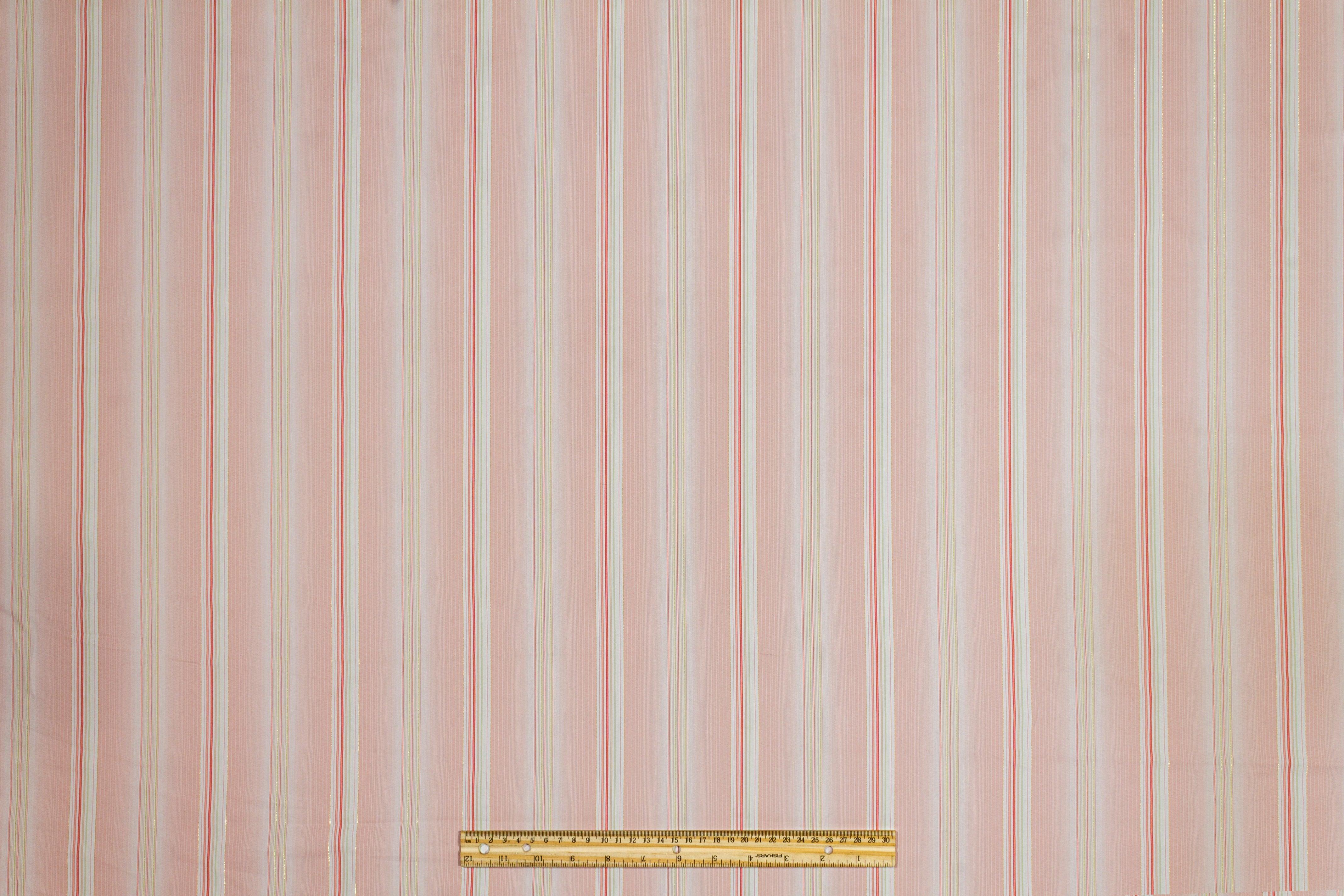 Metallic Striped Cotton - Pink, Gold, Green, White - Prime Fabrics