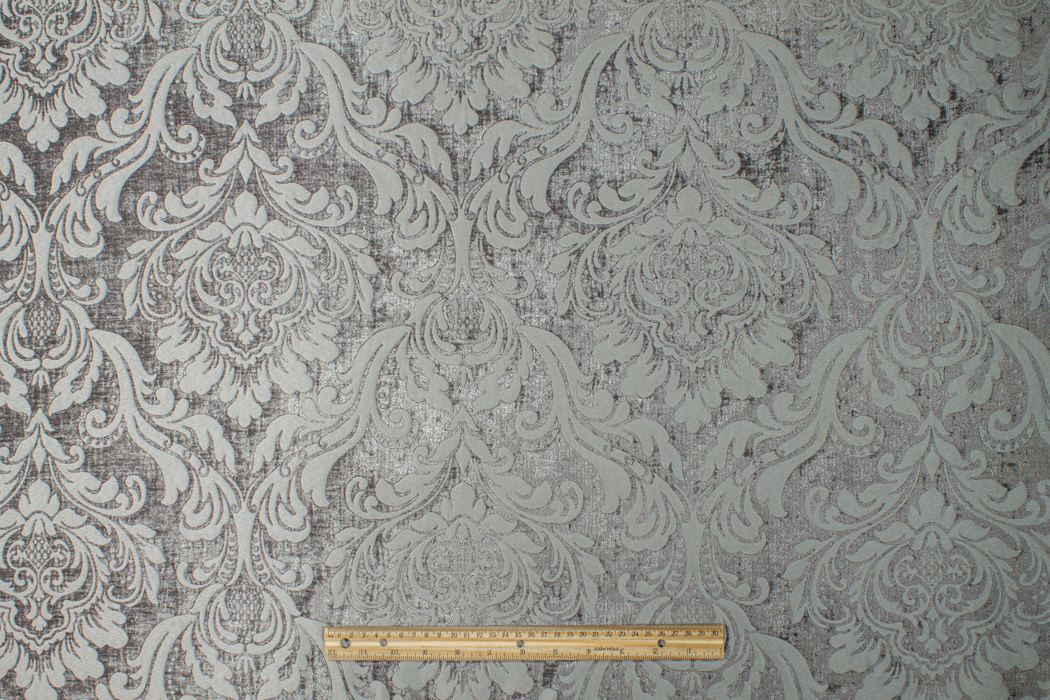 Double Faced Damask Cut Velvet - Gray - Prime Fabrics