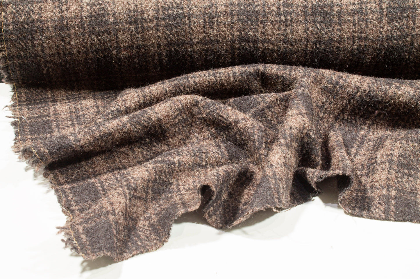 Brown Plaid Italian Wool Coating - Prime Fabrics